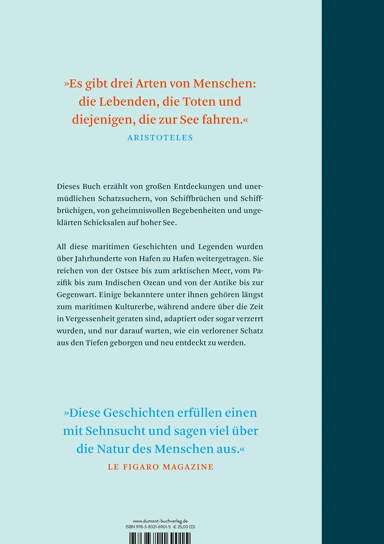 Buchrückseite von 'Atlas der maritimen Geschichten und Legenden' mit Klappentext - Gebundene Ausgabe