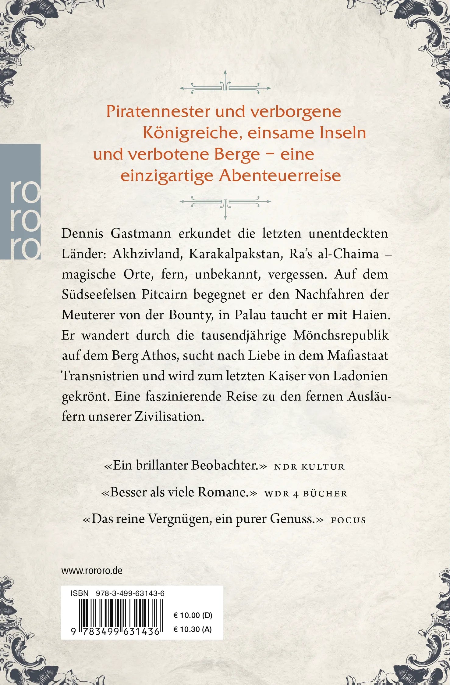 Buchrückseite von 'Atlas der unentdeckten Länder' mit Klappentext - Taschenbuch