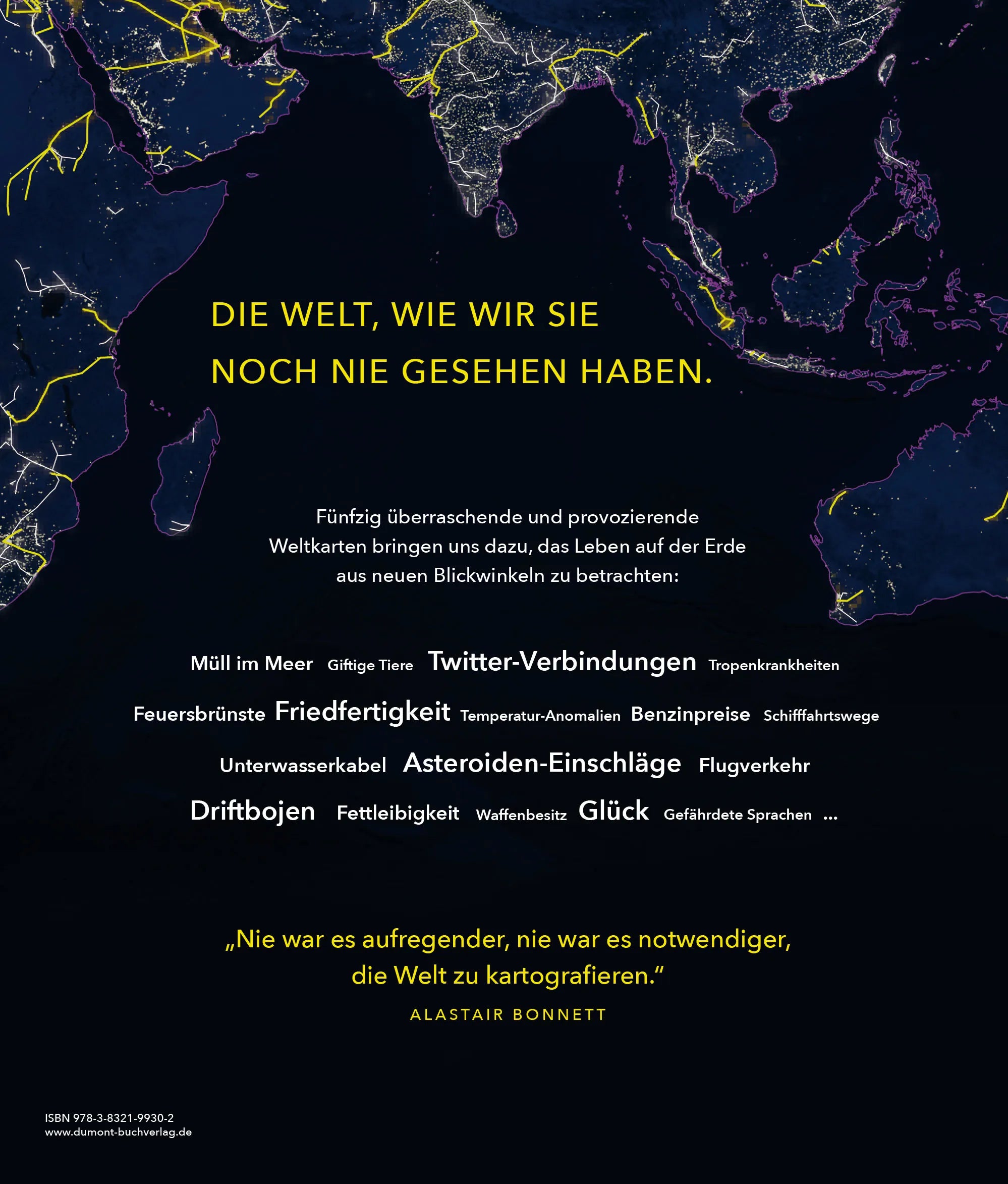 Buchrückseite von 'Atlas unserer Zeit' mit Klappentext - Gebundene Ausgabe