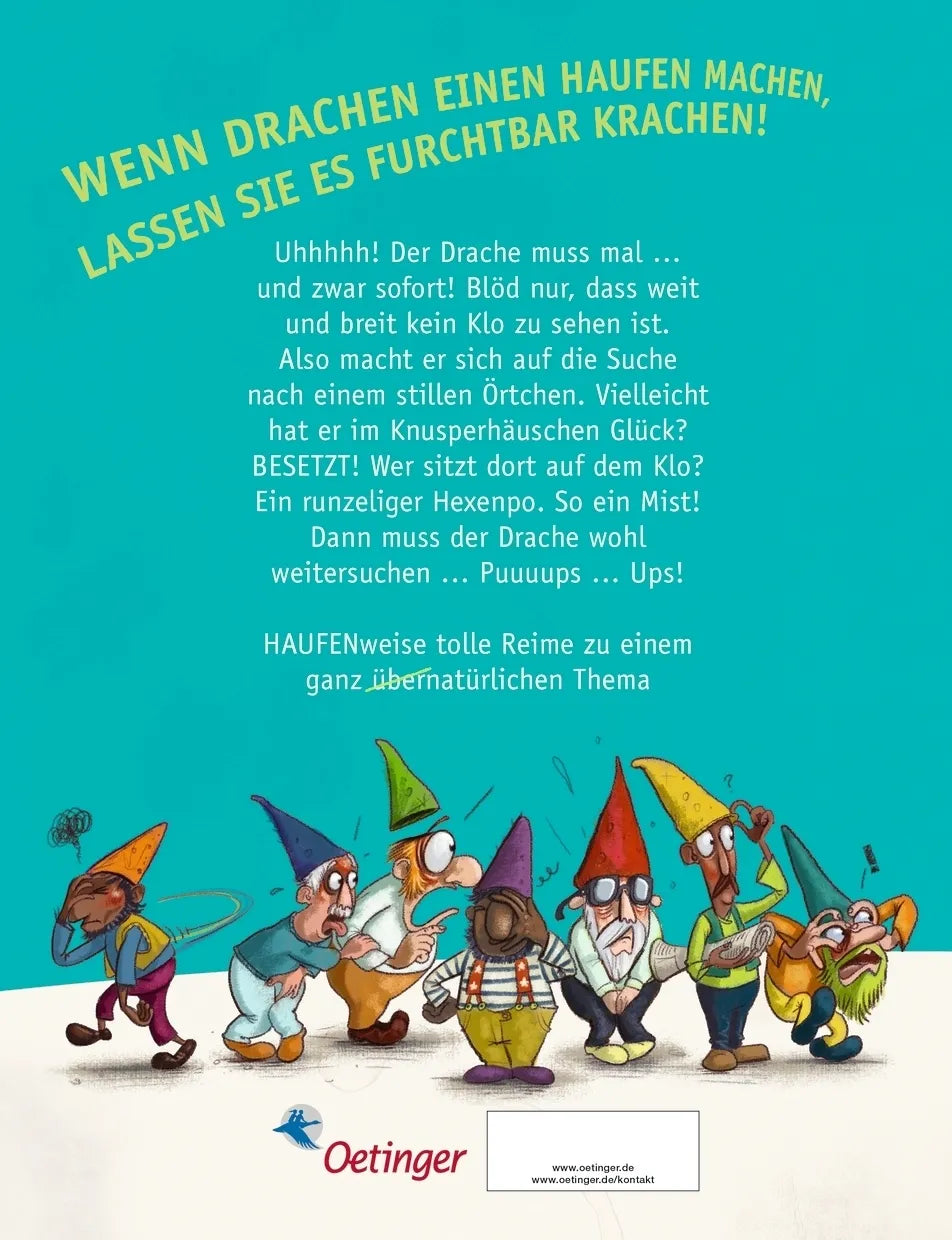 Buchrückseite von 'Auch Drachen müssen mal ...' mit Klappentext - Gebundene Ausgabe