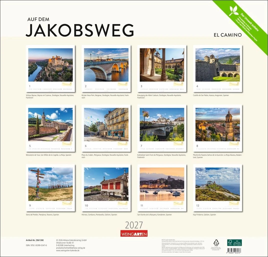 Auf dem Jakobsweg Kalender 2027 - El Camino – Ansicht