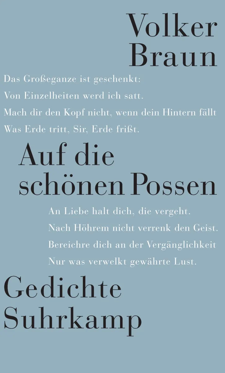 Buchcover von 'Auf die schönen Possen' - Gebundene Ausgabe von Volker Braun