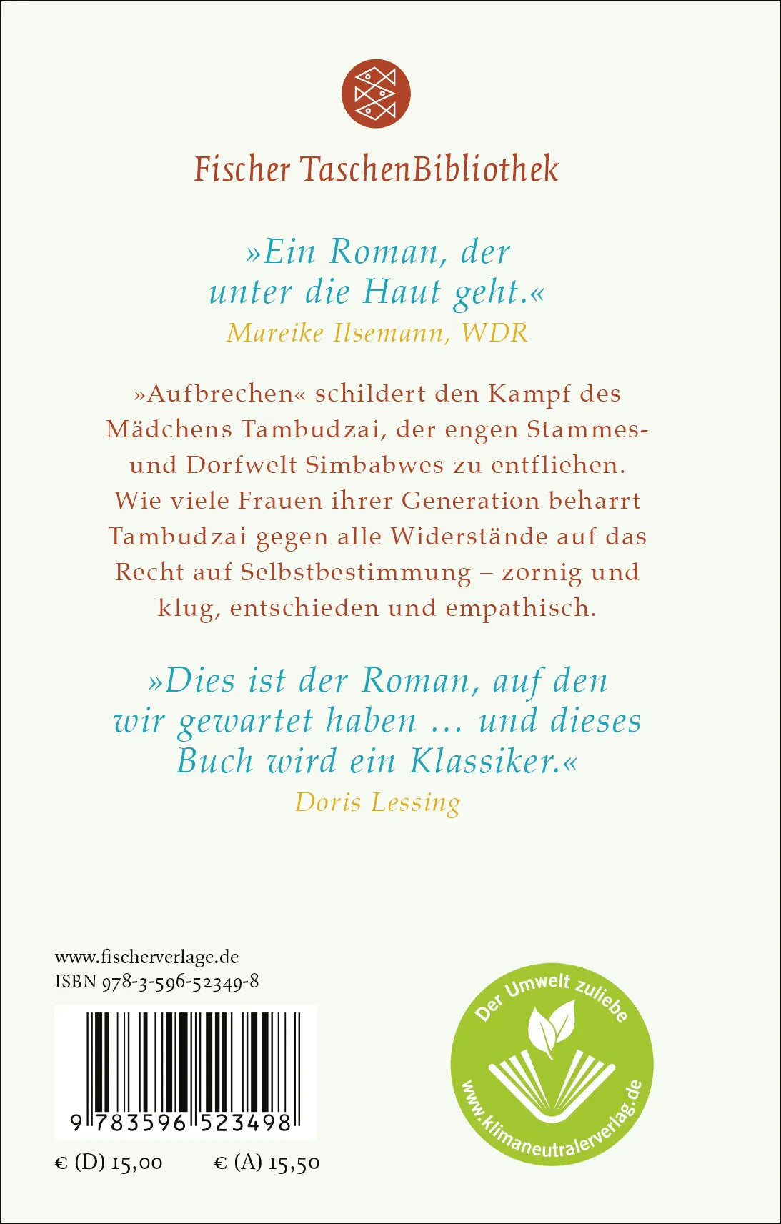 Buchrückseite von 'Aufbrechen' mit Klappentext - Gebundene Ausgabe