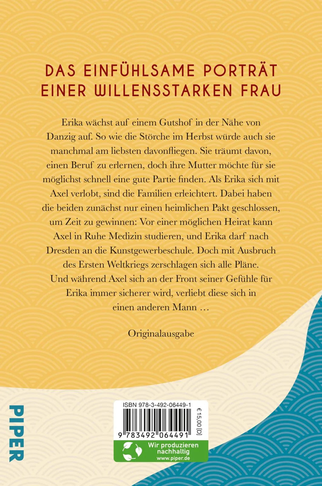 Buchrückseite von 'Aufbruch der Störche' mit Klappentext - Paperback