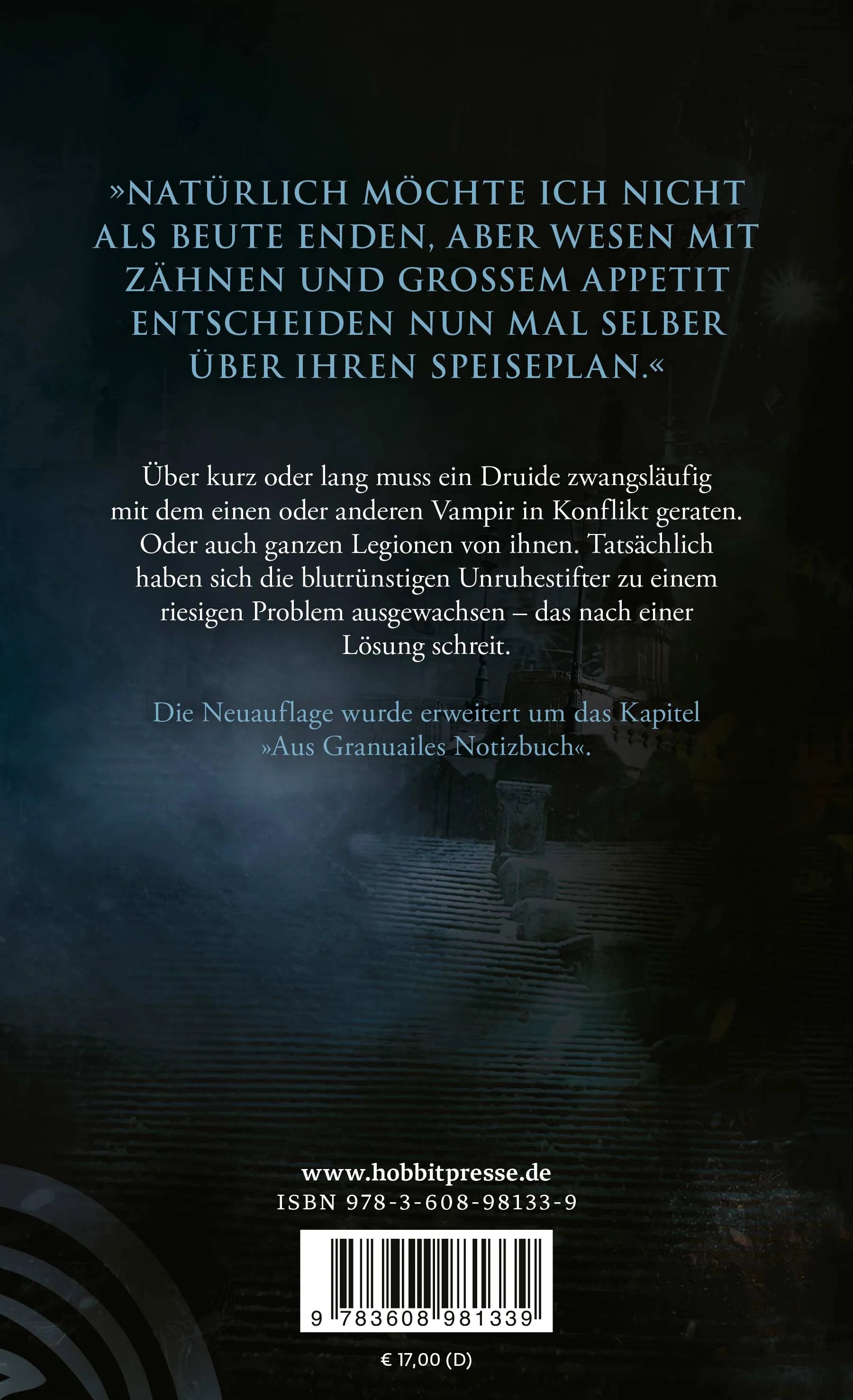 Buchrückseite von 'Aufgespießt' mit Klappentext - Paperback