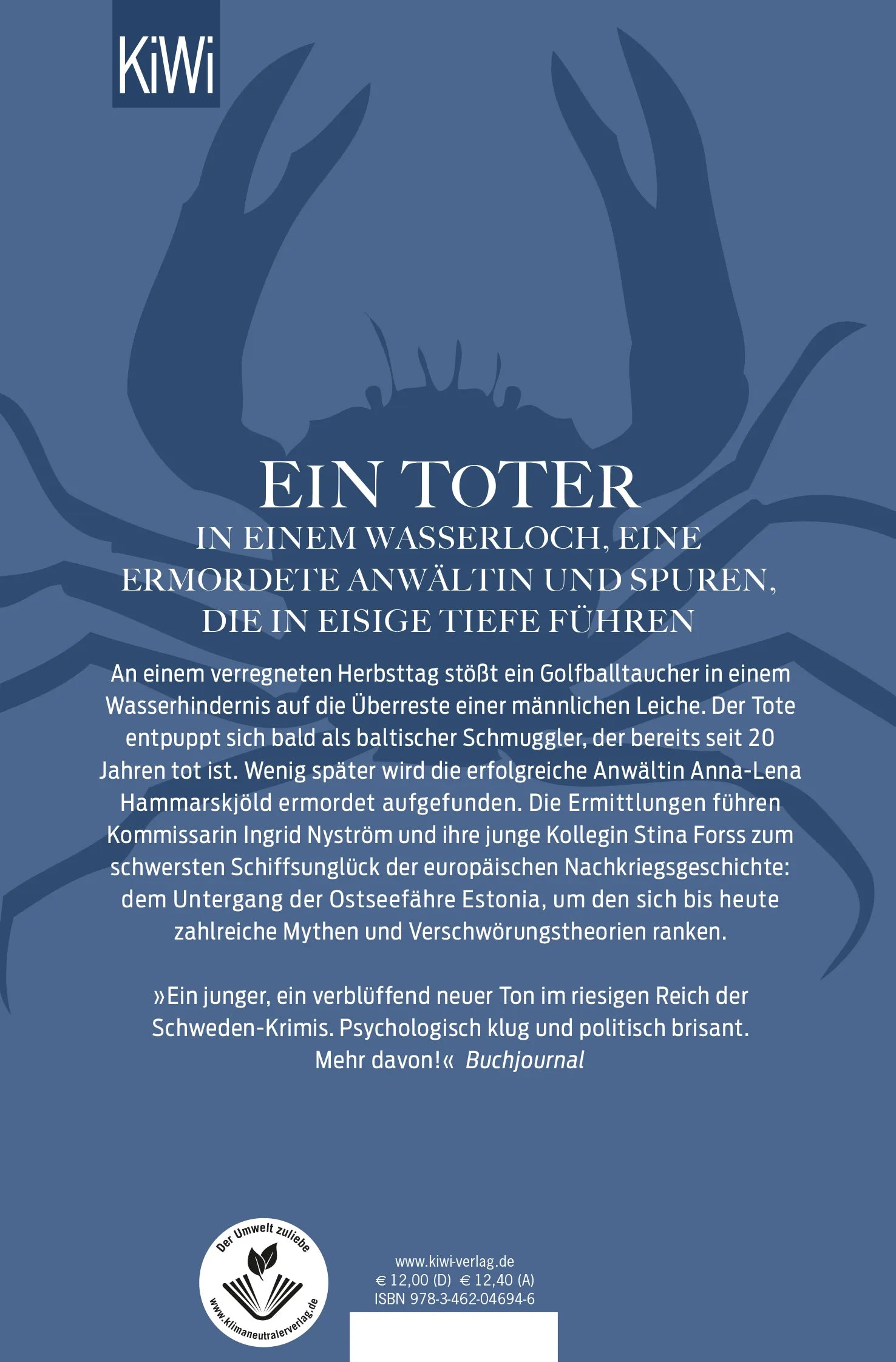 Buchrückseite von 'Aus eisiger Tiefe' mit Klappentext - Taschenbuch