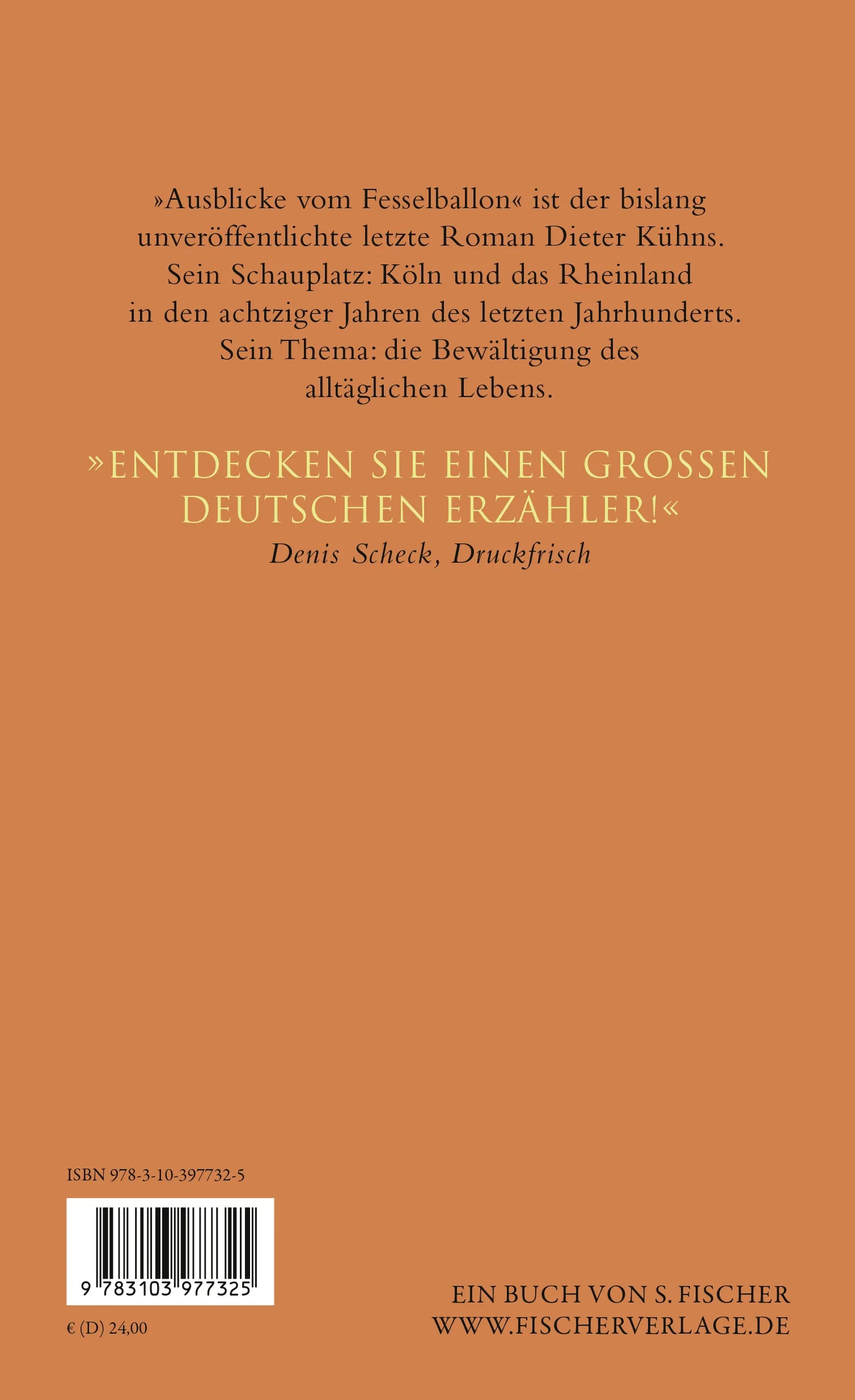 Buchrückseite von 'Ausblicke vom Fesselballon' mit Klappentext - Gebundene Ausgabe