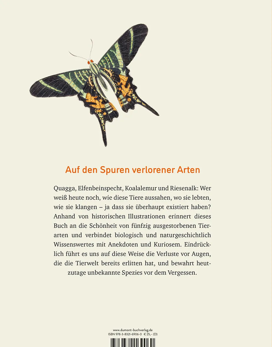 BuchrÃ¼ckseite von 'Ausgestorbene Tiere' mit Klappentext - Gebundene Ausgabe
