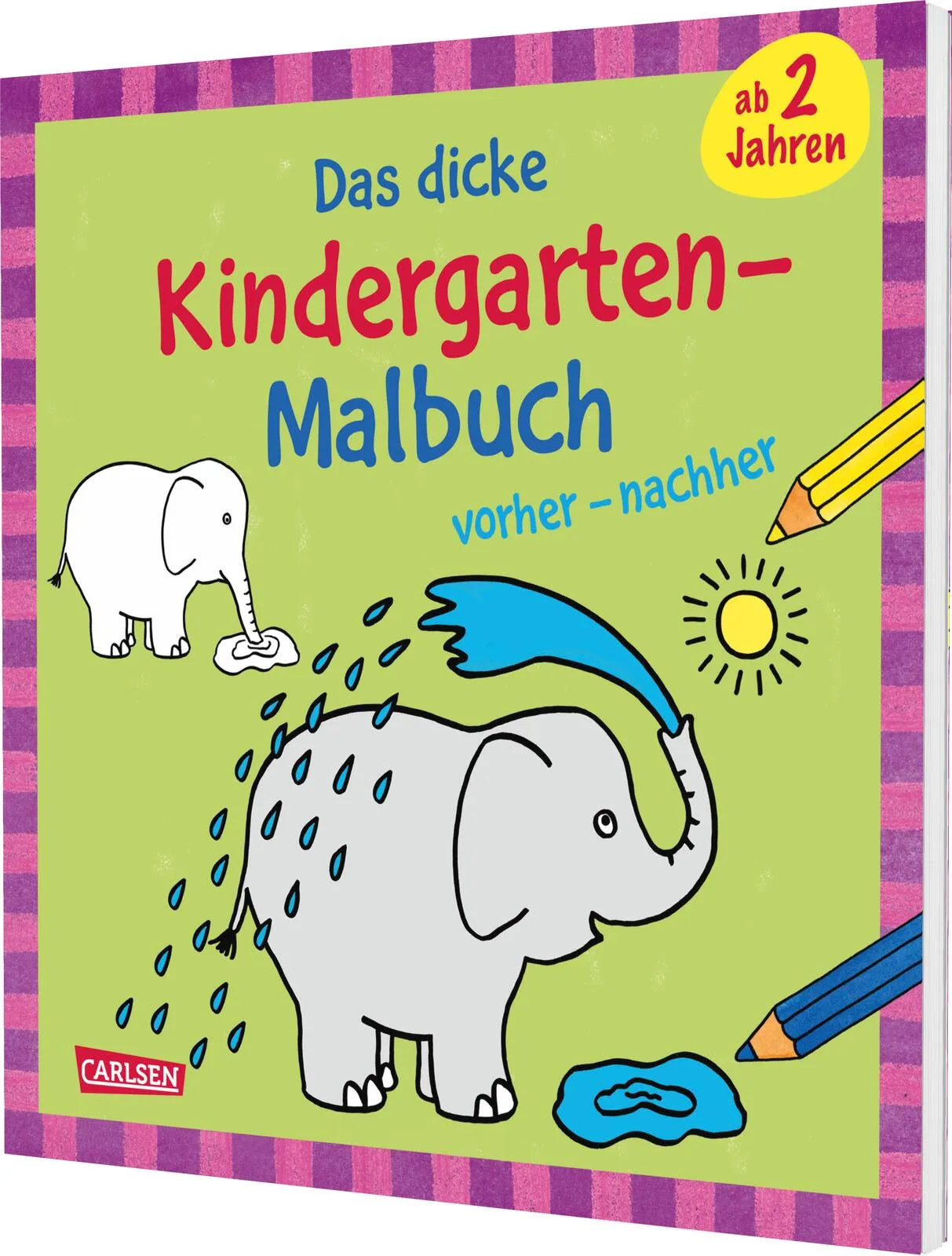 Buchcover von 'Ausmalbilder für Kita-Kinder: Das dicke Kindergarten-Malbuch: vorher und nachher' - Taschenbuch von Katja Mensing
