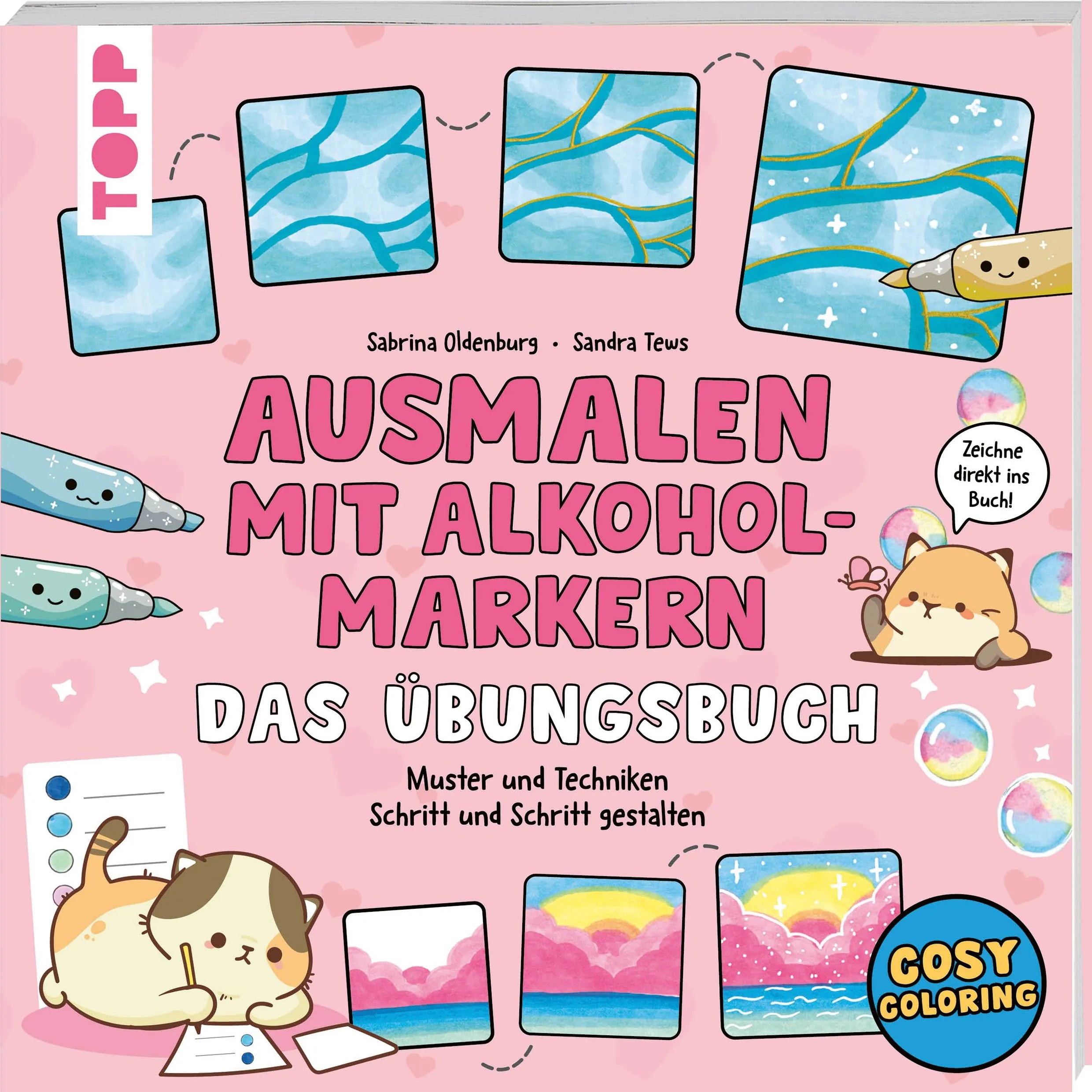 Cover: Ausmalen mit Alkoholmarkern - das Übungsbuch (Taschenbuch) von Sabrina Oldenburg