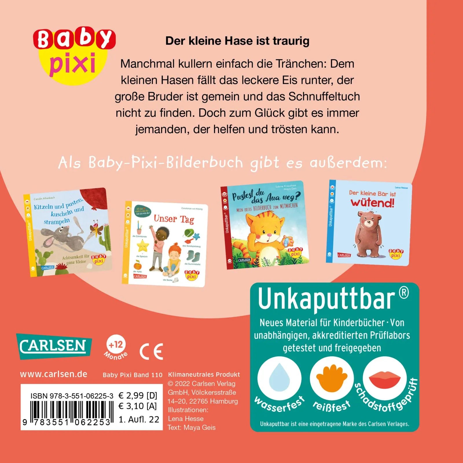 Buchrückseite von 'Baby Pixi' mit Klappentext - Taschenbuch
