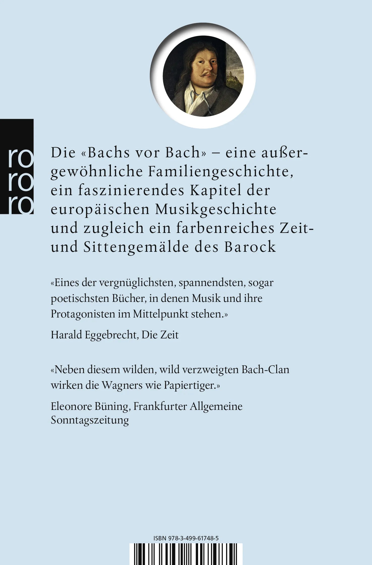 Buchrückseite von 'Bachs Welt' mit Klappentext - Taschenbuch