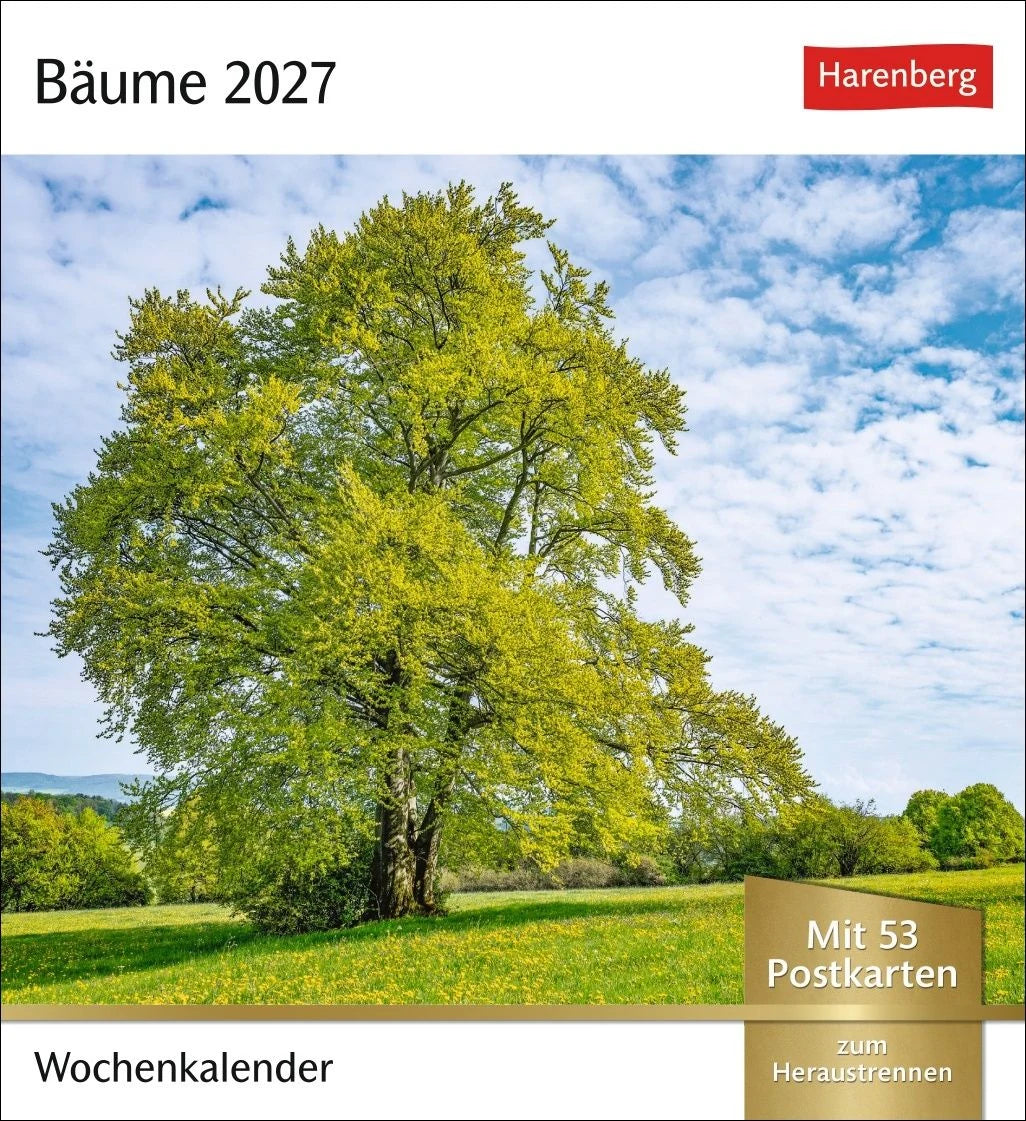 Postkartenkalender: Bäume Postkartenkalender 2027 - Wochenkalender mit 53 Postkarten