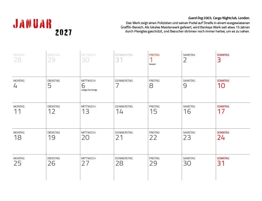 Banksy 2027 – Eintragkalender – Ansicht