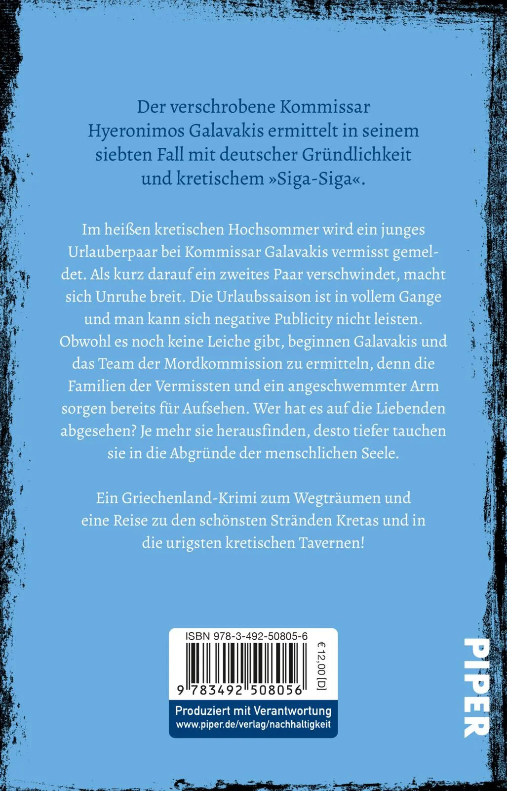 Buchrückseite von 'Barbarisches Kreta' mit Klappentext - Taschenbuch