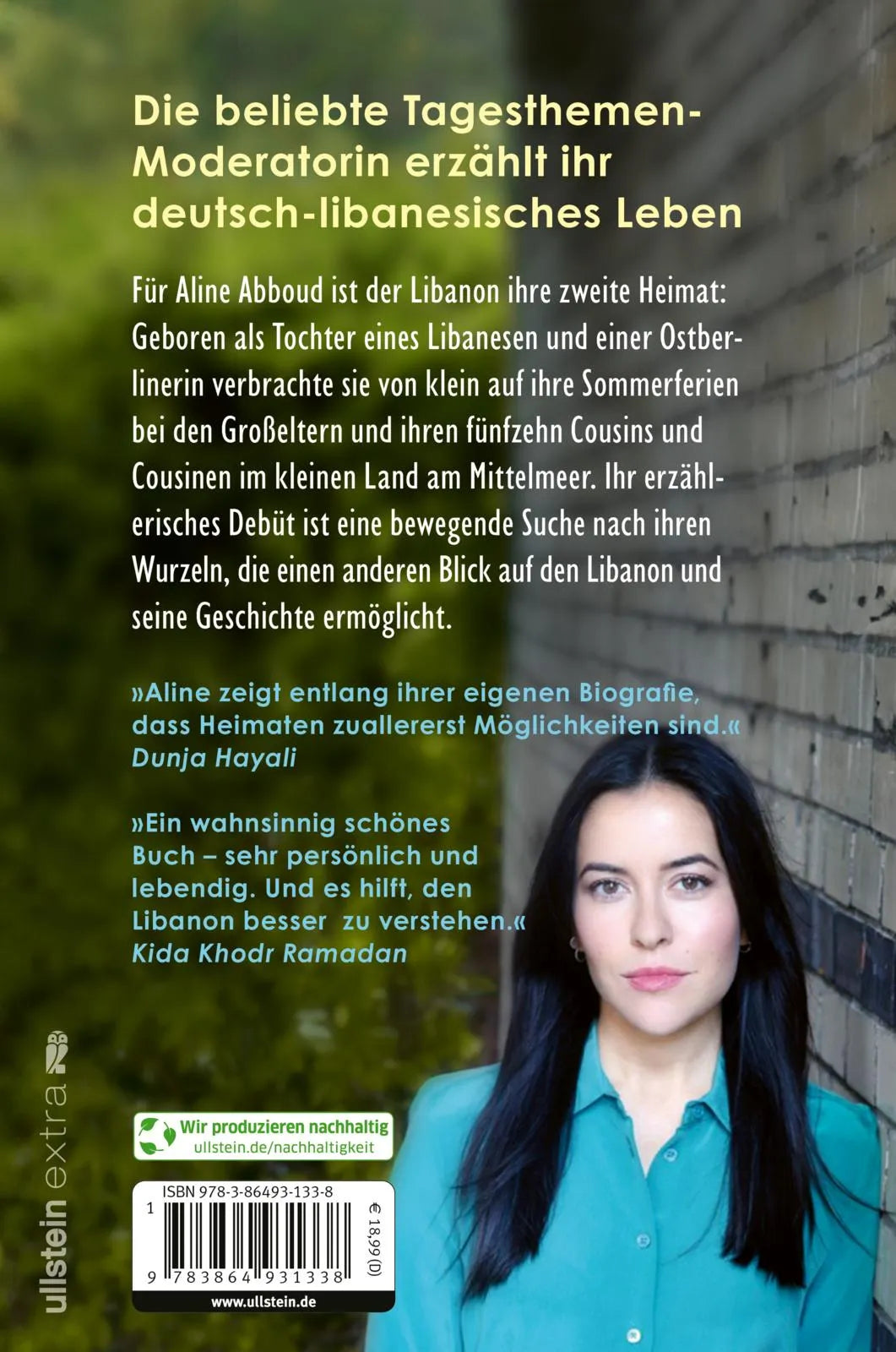 Buchrückseite von 'Barfuß in Tetas Garten' mit Klappentext - Paperback