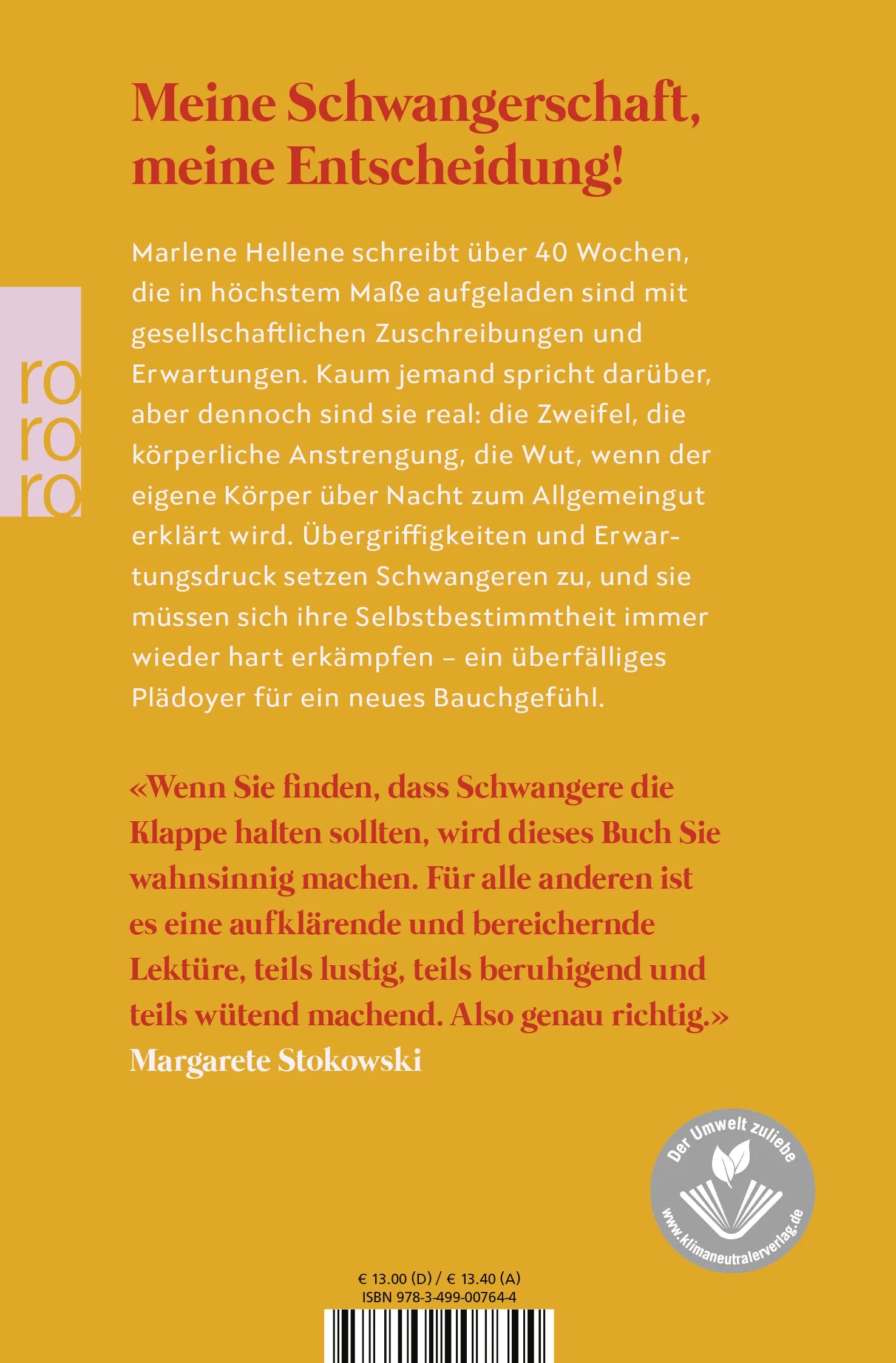 Buchrückseite von 'Bauch frei!' mit Klappentext - Taschenbuch