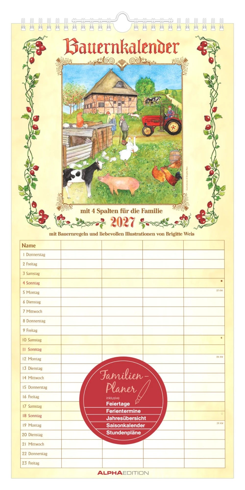 Familienplaner: Bauernkalender Familienplaner 2027