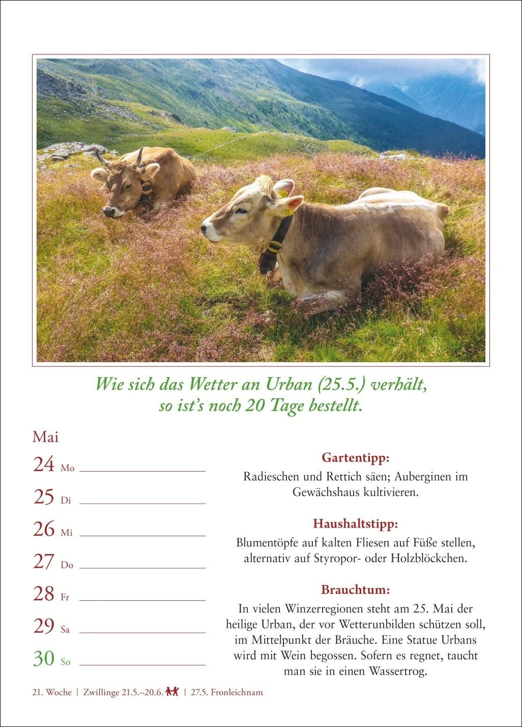 Bauernweisheiten Wochenkalender 2027 - Bauernregeln, Brauchtum, Gartentipps, Haushaltstipps – Ansicht