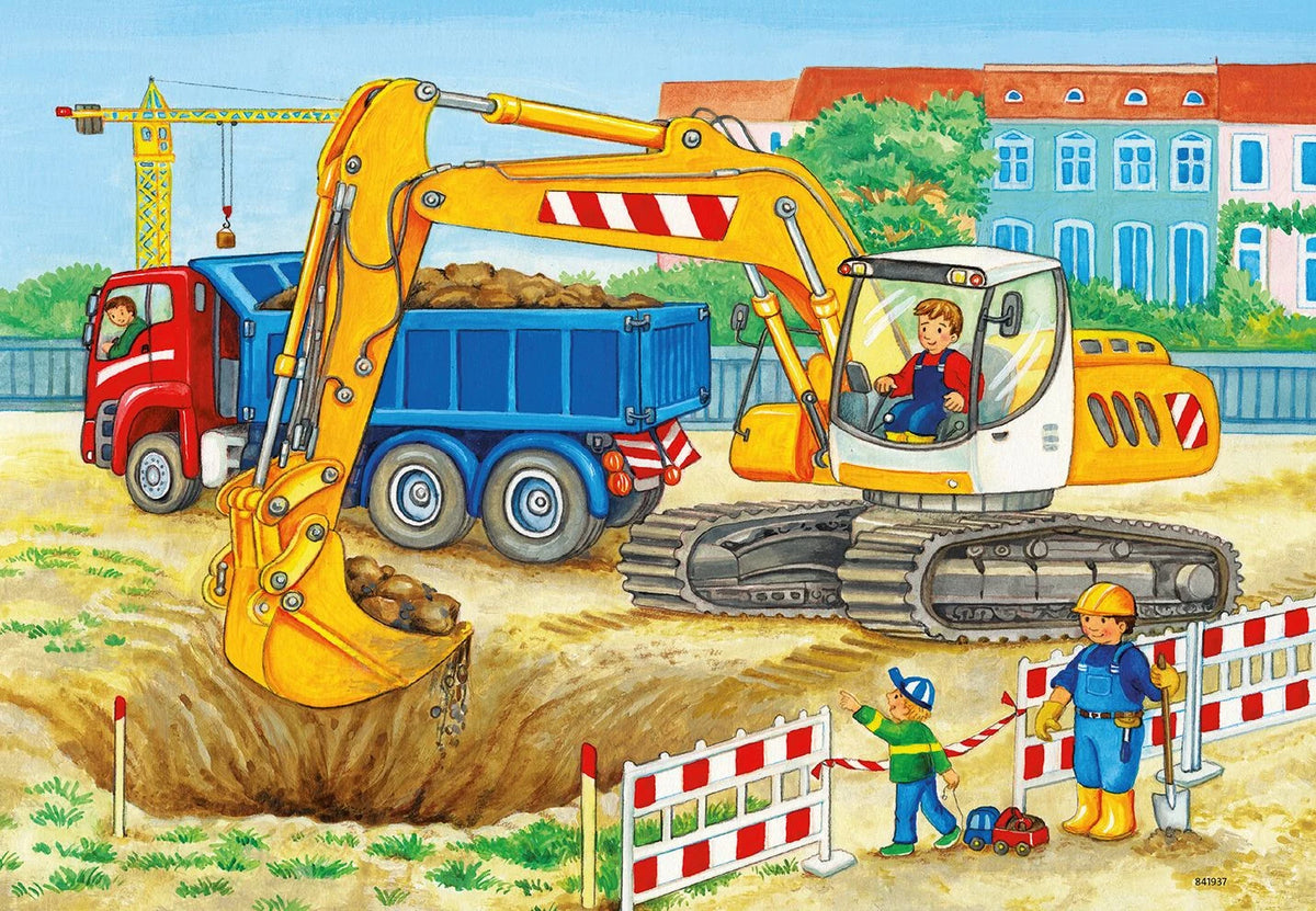 Kinderpuzzle 2x12 Teile - Baustelle und Bauernhof – Ansicht