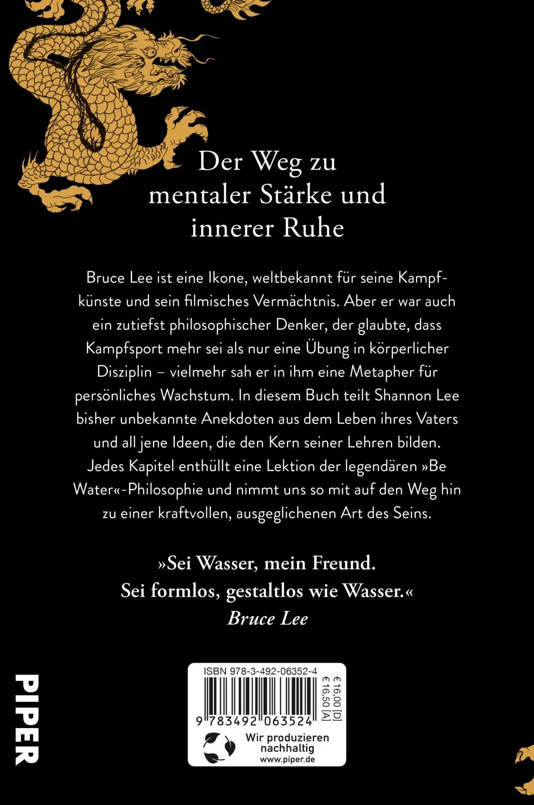 Buchrückseite von 'Be Water, My Friend' mit Klappentext - Paperback