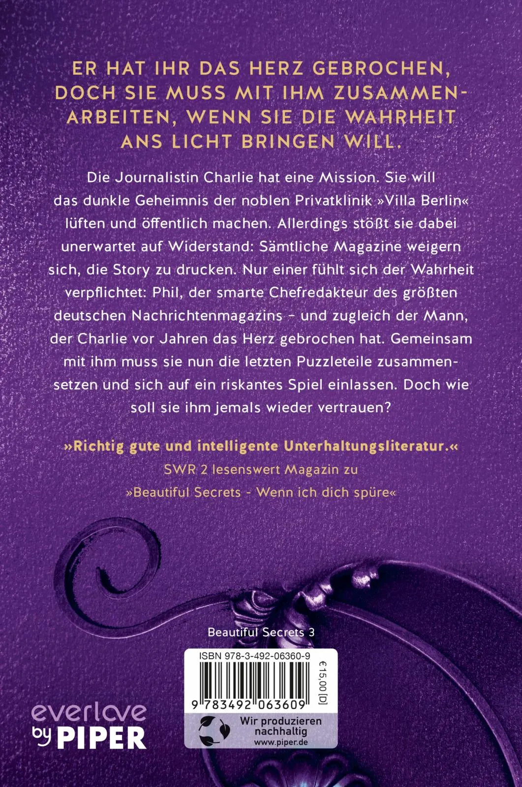 Buchrückseite von 'Beautiful Secrets – Wenn wir uns lieben' mit Klappentext - Paperback