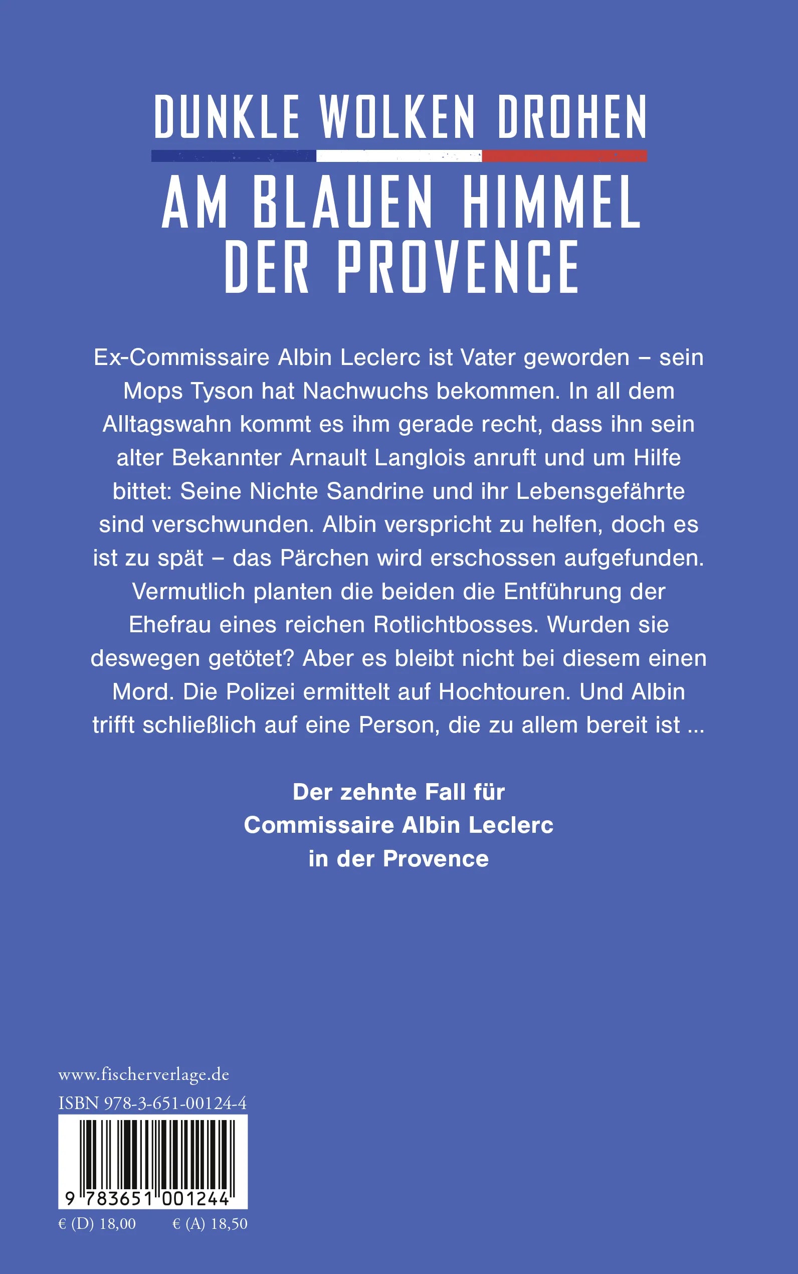 Buchrückseite von 'Bedrohliche Provence' mit Klappentext - Paperback