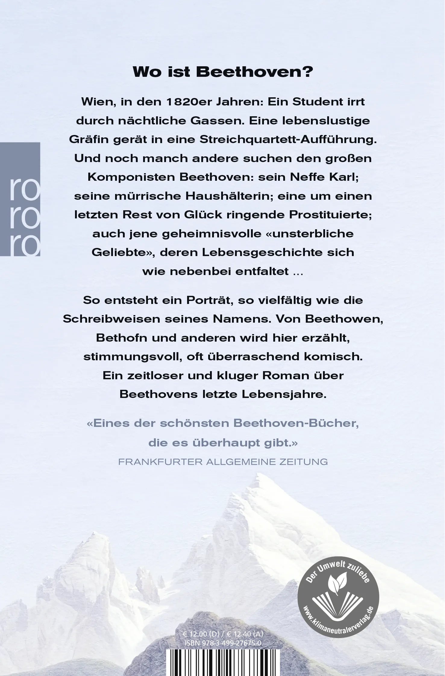 Buchrückseite von 'Beethovn' mit Klappentext - Taschenbuch