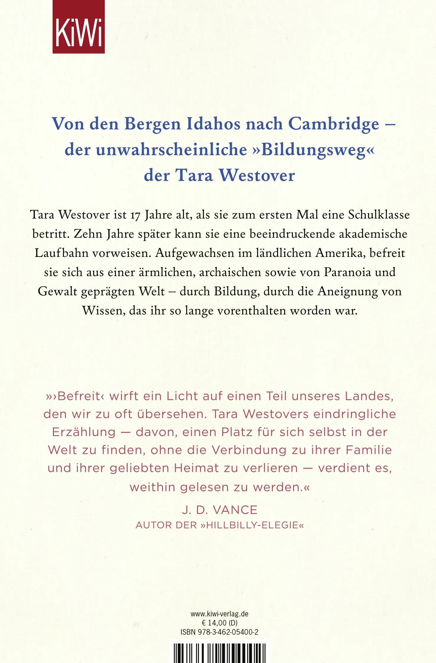 Buchrückseite von 'Befreit' mit Klappentext - Taschenbuch