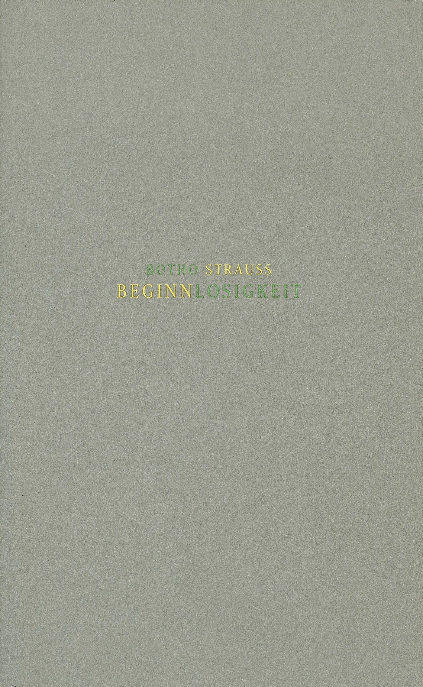 Buchcover von 'Beginnlosigkeit' - Gebundene Ausgabe von Botho Strauß