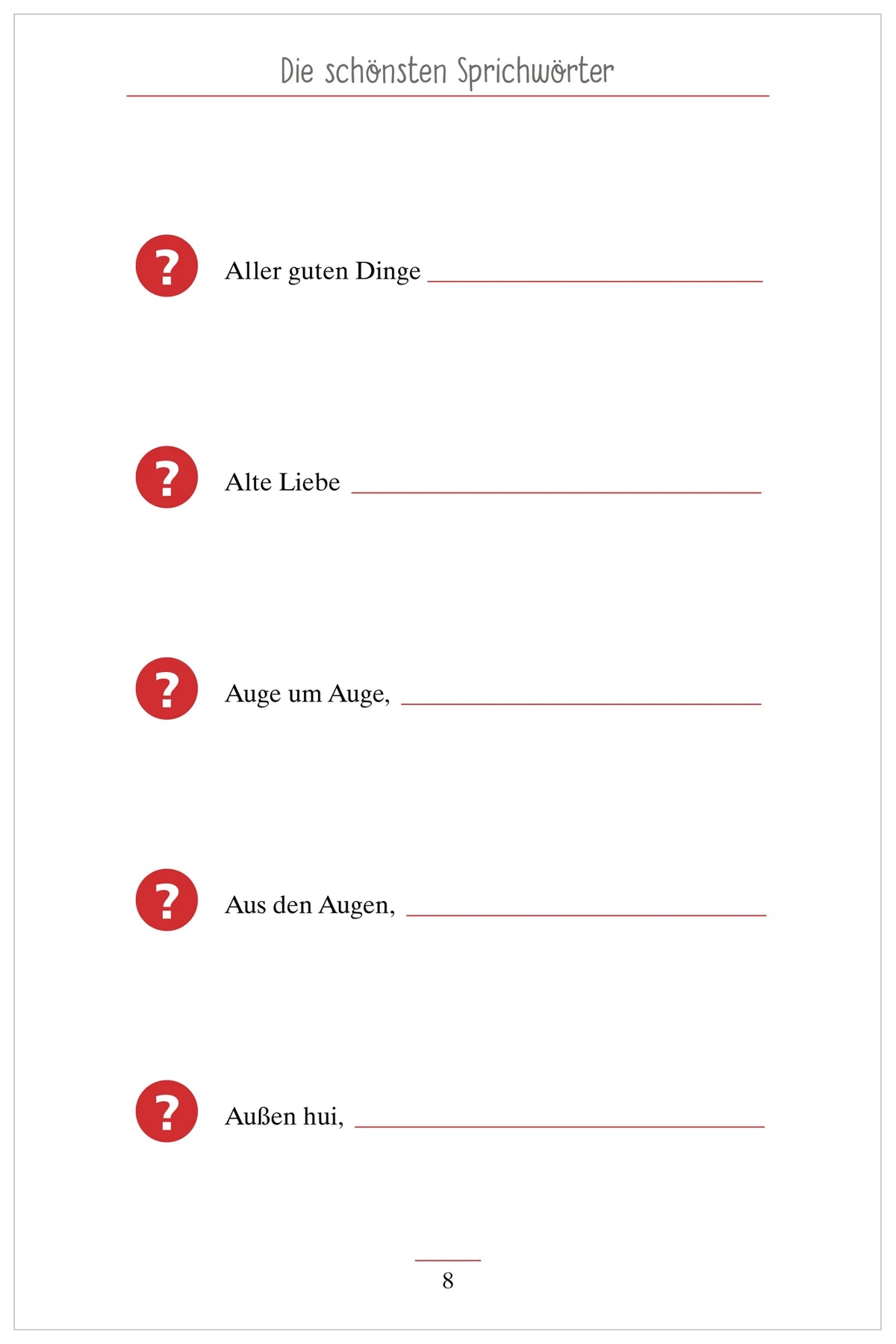 Beliebte Sprichwörter. Das Gedächtnistraining-Quiz für Senioren. Ideal als Beschäftigung, Gedächtnistraining, Aktivierung bei Demenz. – Ansicht
