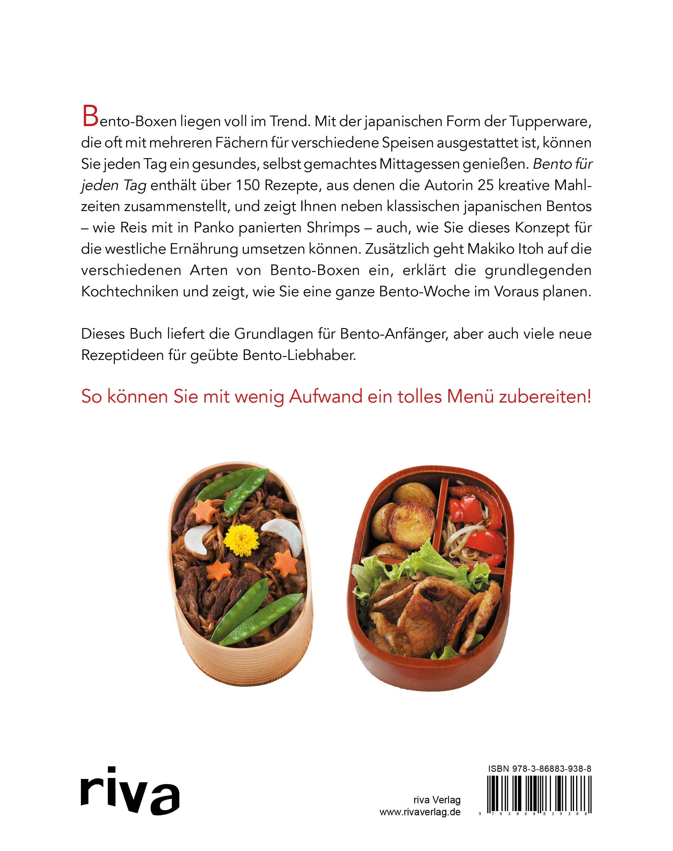 Buchrückseite von 'Bento für jeden Tag' mit Klappentext - Taschenbuch