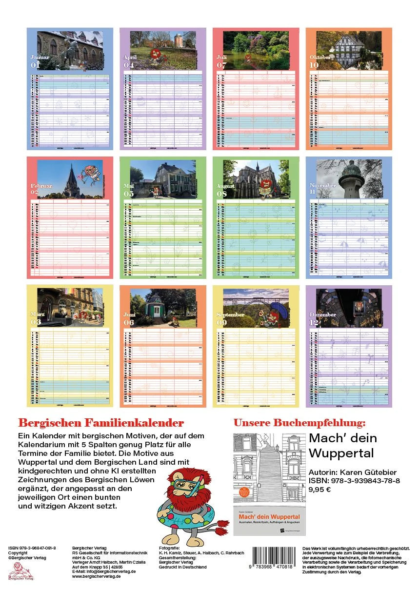 Bergischer Familienkalender 2027 – Ansicht