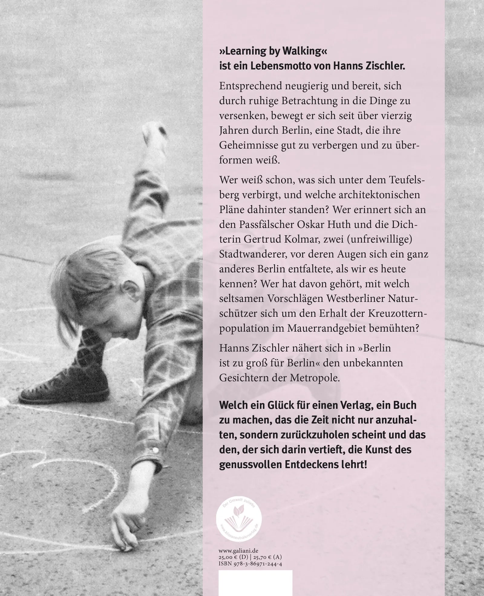 Buchrückseite von 'Berlin ist zu groß für Berlin' mit Klappentext - Taschenbuch