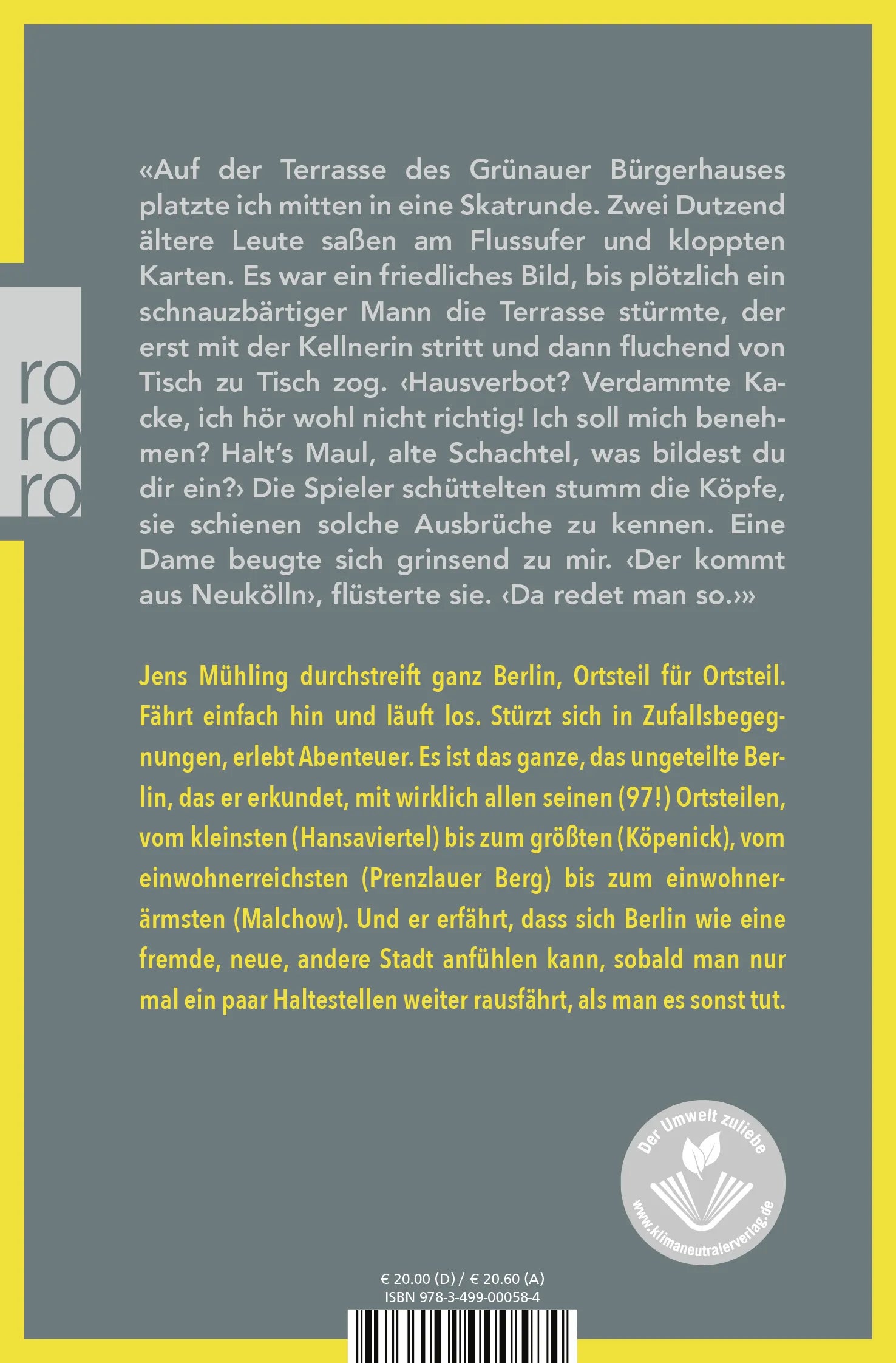 Buchrückseite von 'Berlin' mit Klappentext - Taschenbuch