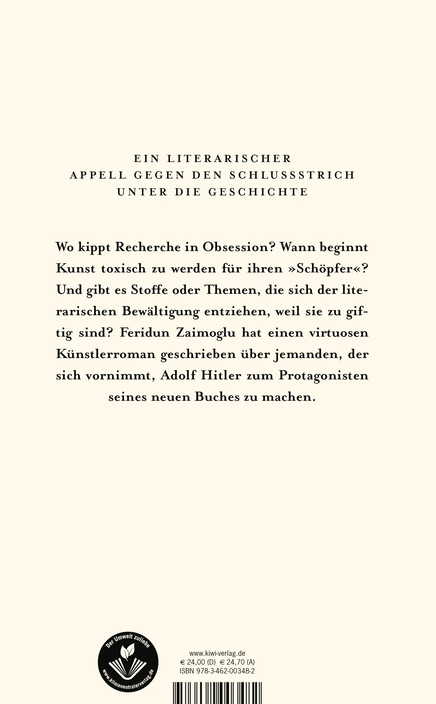 Buchrückseite von 'Bewältigung' mit Klappentext - Gebundene Ausgabe