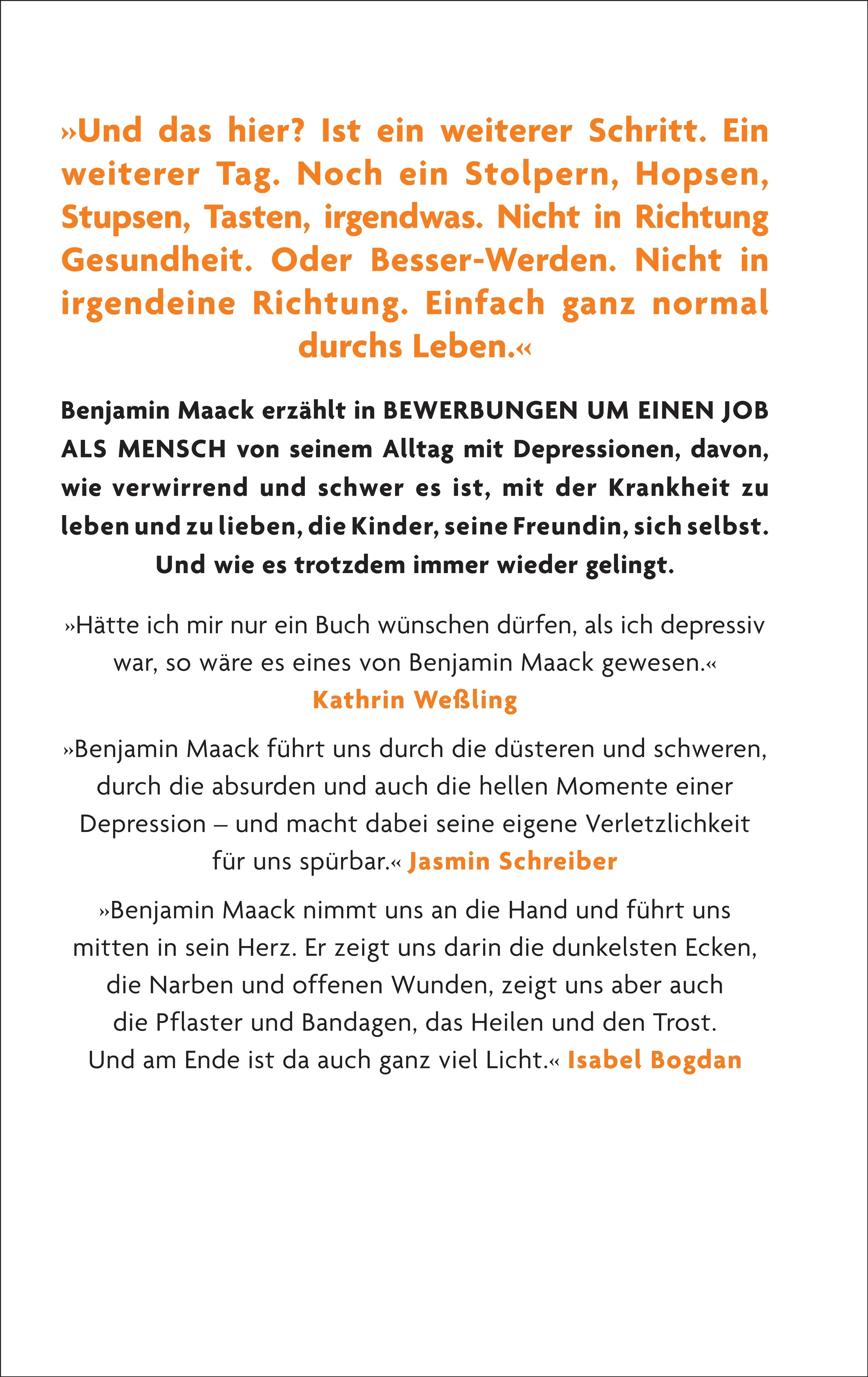 Rückseite: Bewerbungen um einen Job als Mensch (Hardcover)