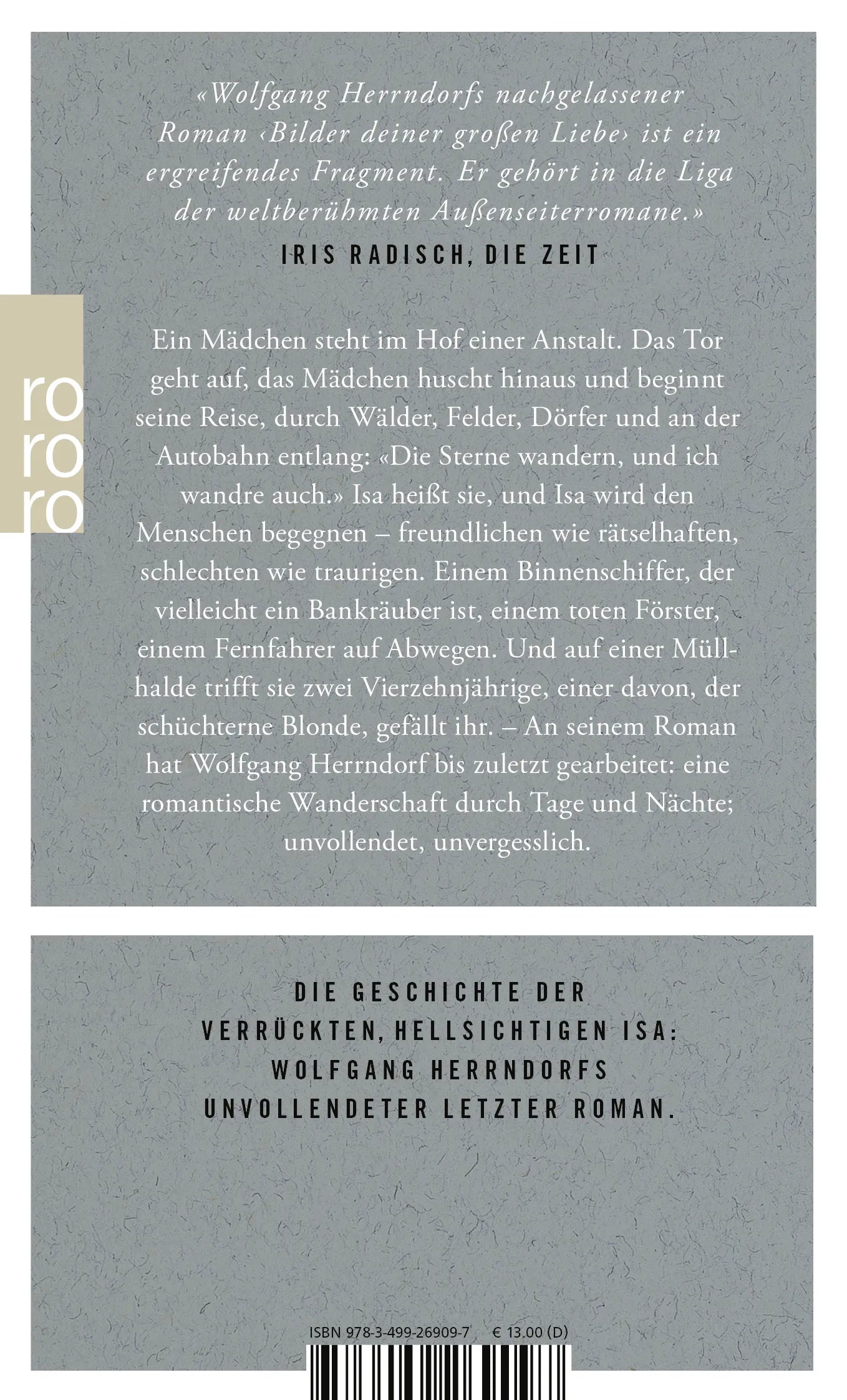 Buchrückseite von 'Bilder deiner großen Liebe' mit Klappentext - Taschenbuch
