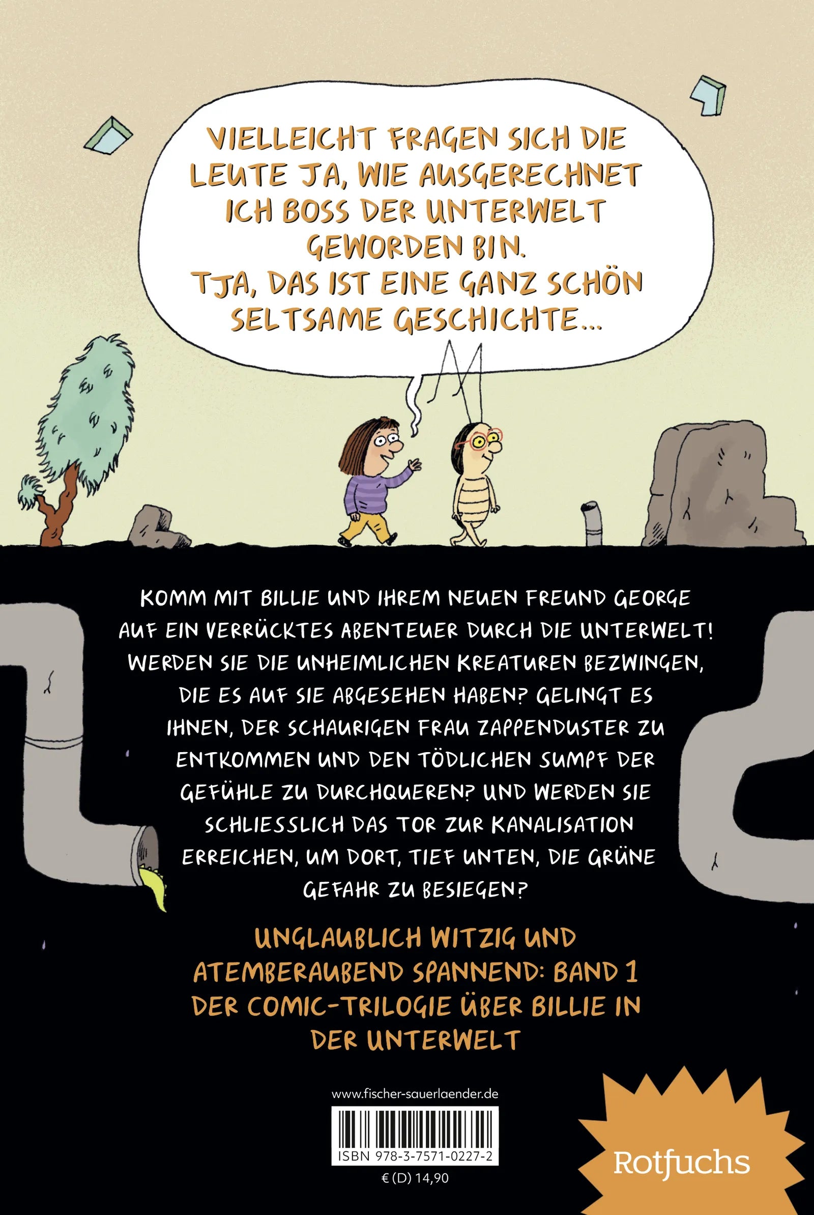 Buchrückseite von 'Billie, Boss der Unterwelt' mit Klappentext - Gebundene Ausgabe