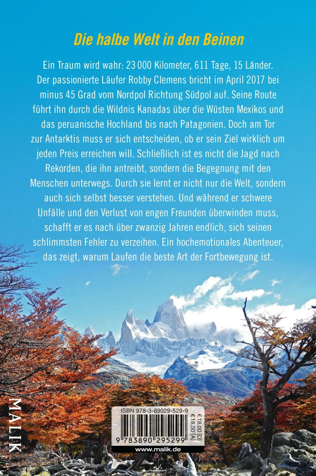 Buchrückseite von 'Bis ans Ende der Welt und zu mir selbst' mit Klappentext - Paperback