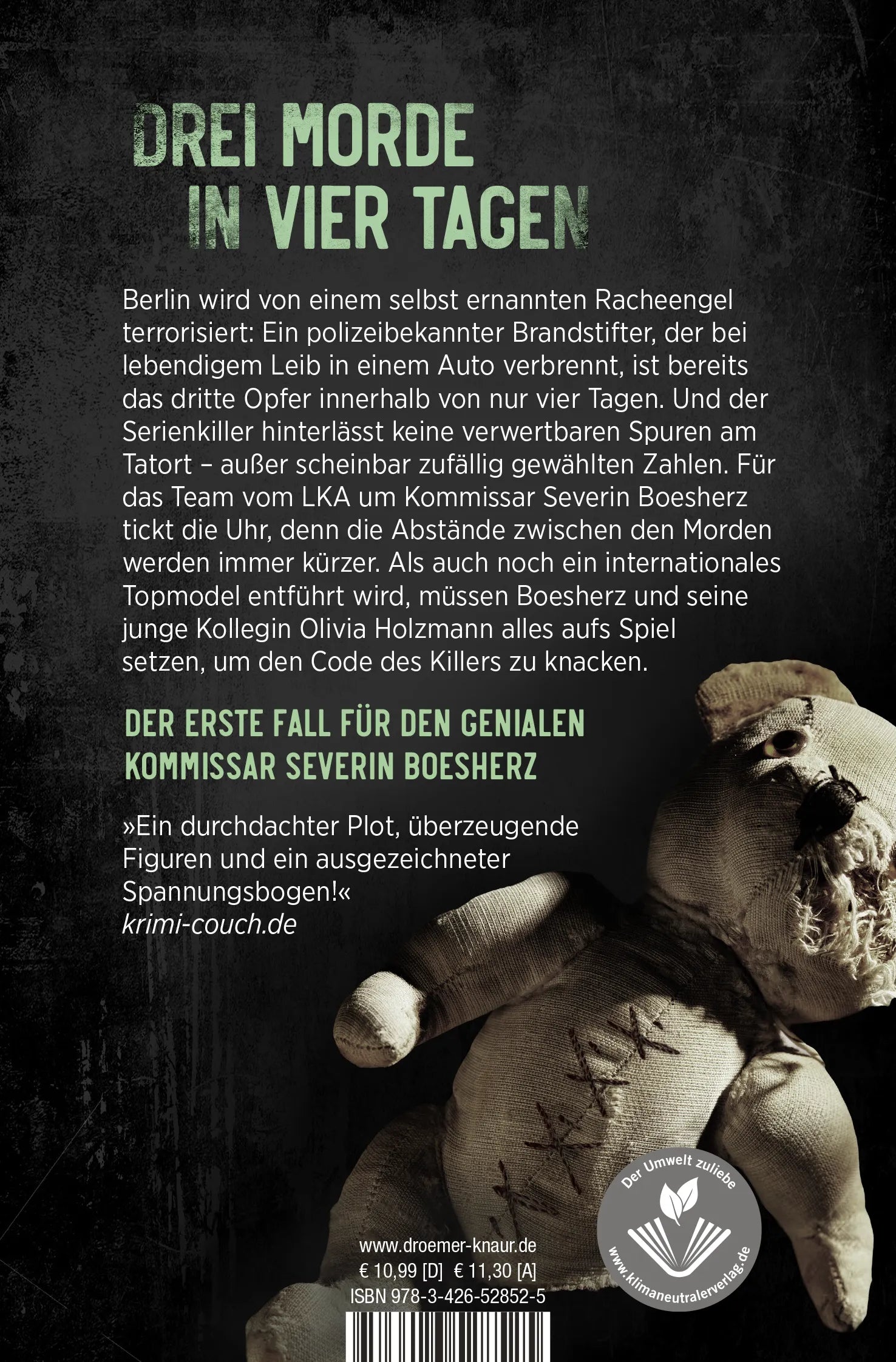 Buchrückseite von 'Bis in den Tod hinein' mit Klappentext - Taschenbuch