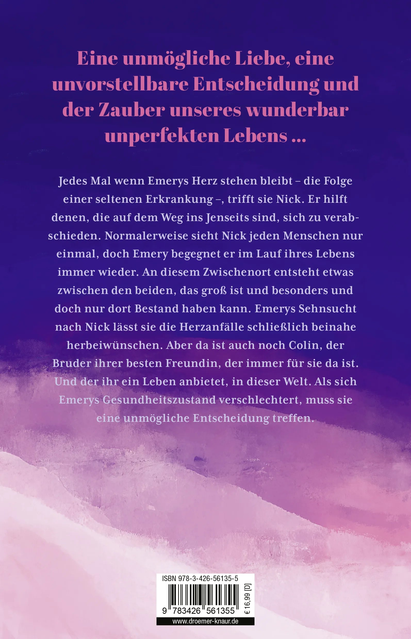 Buchrückseite von 'Bis mein Herz wieder schlägt' mit Klappentext - Paperback