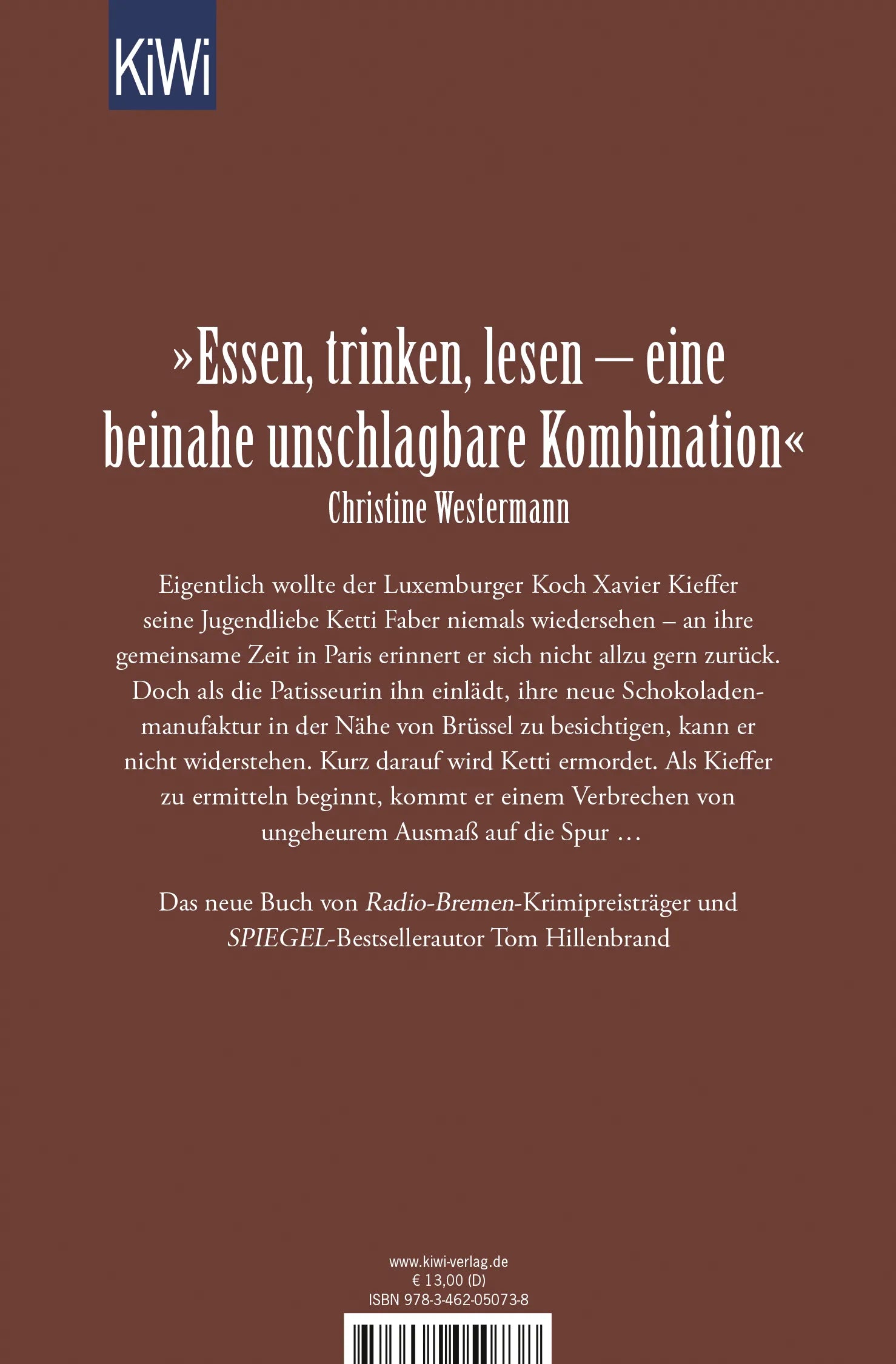 Buchrückseite von 'Bittere Schokolade' mit Klappentext - Taschenbuch