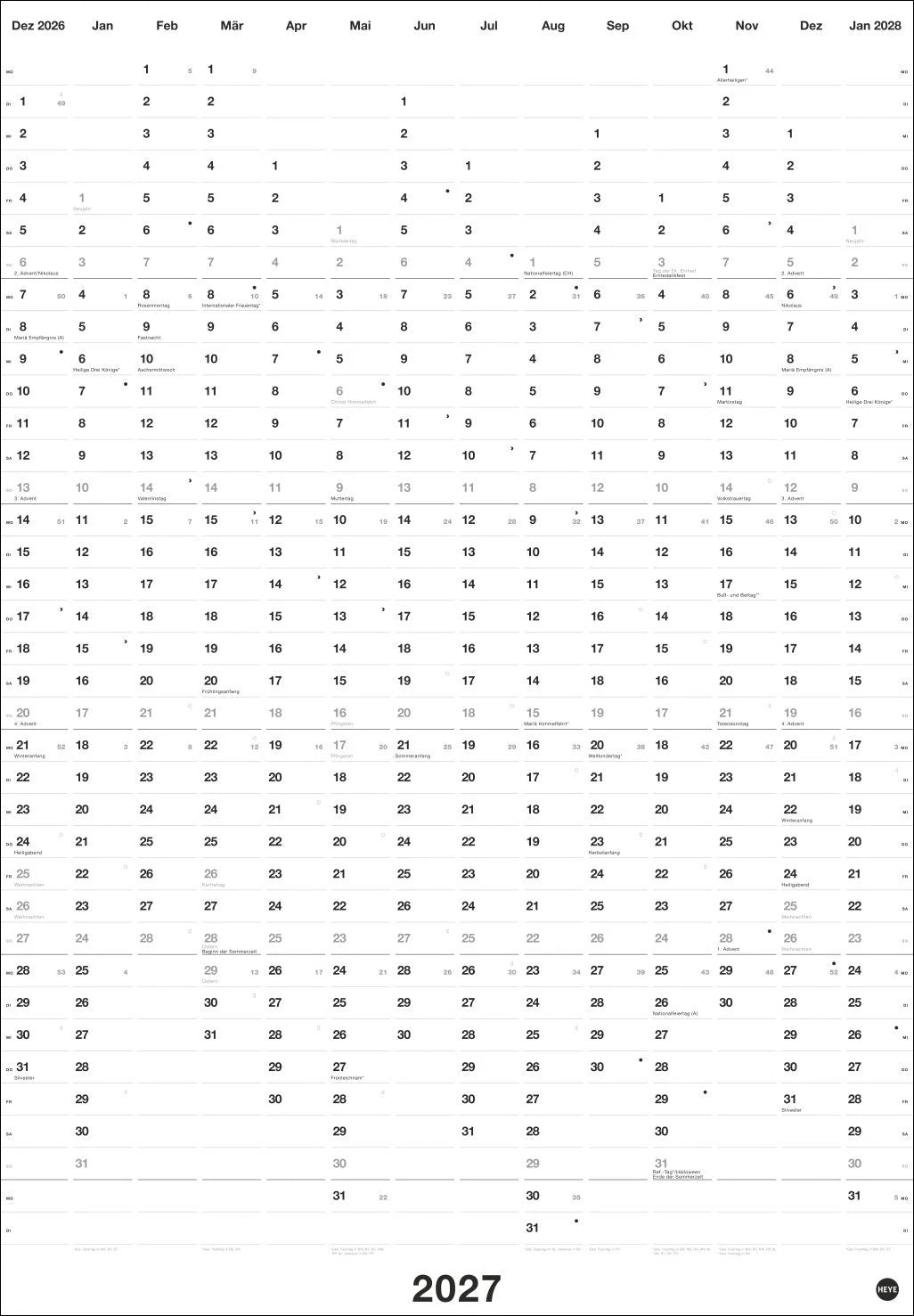Black&White Mega-Posterplaner 2027 – Ansicht