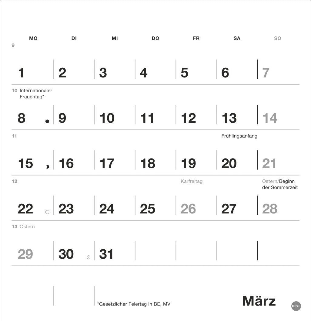 Black&White Monatsplaner zum Aufstellen 2027 – Ansicht