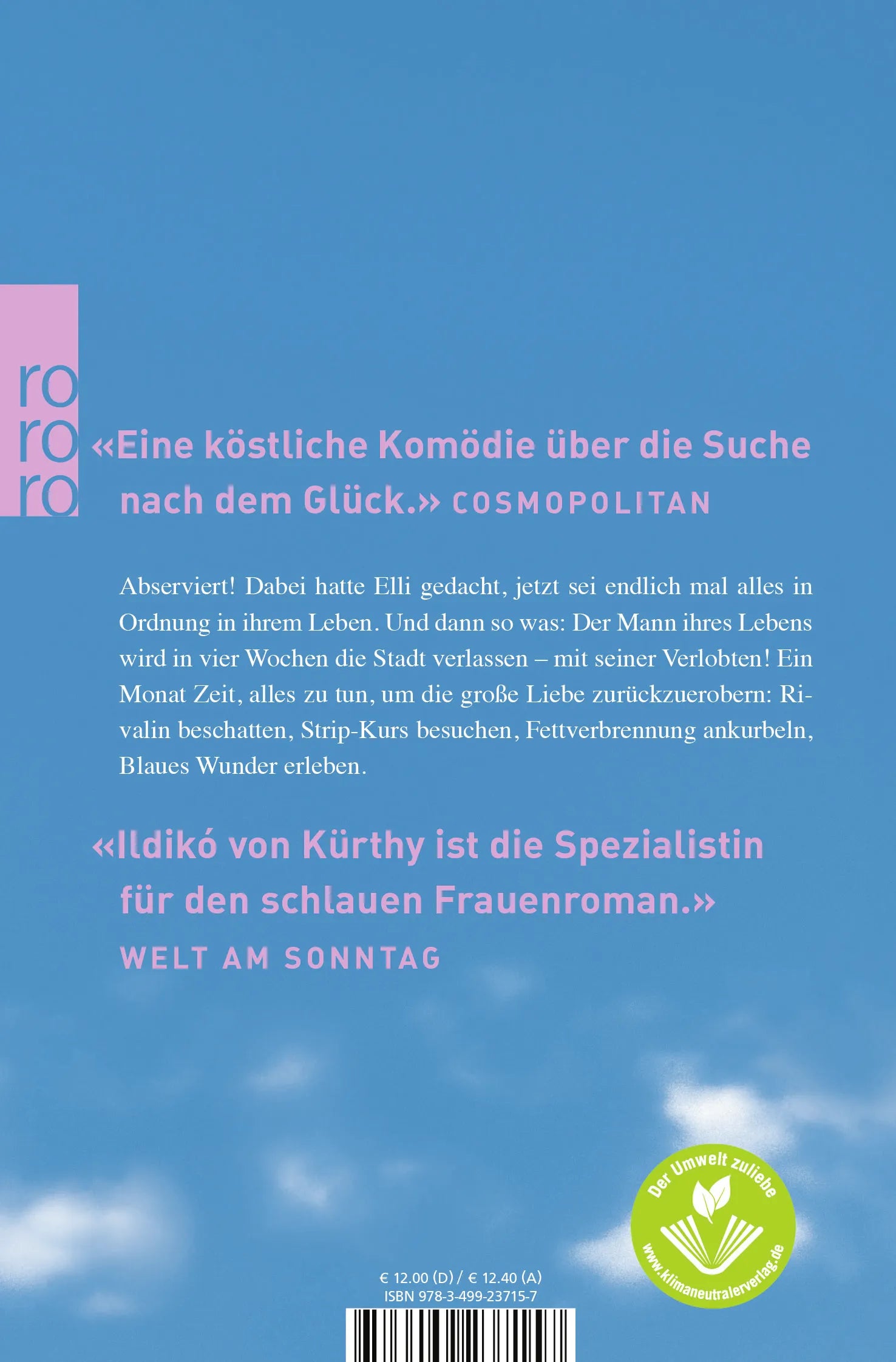 Buchrückseite von 'Blaue Wunder' mit Klappentext - Taschenbuch