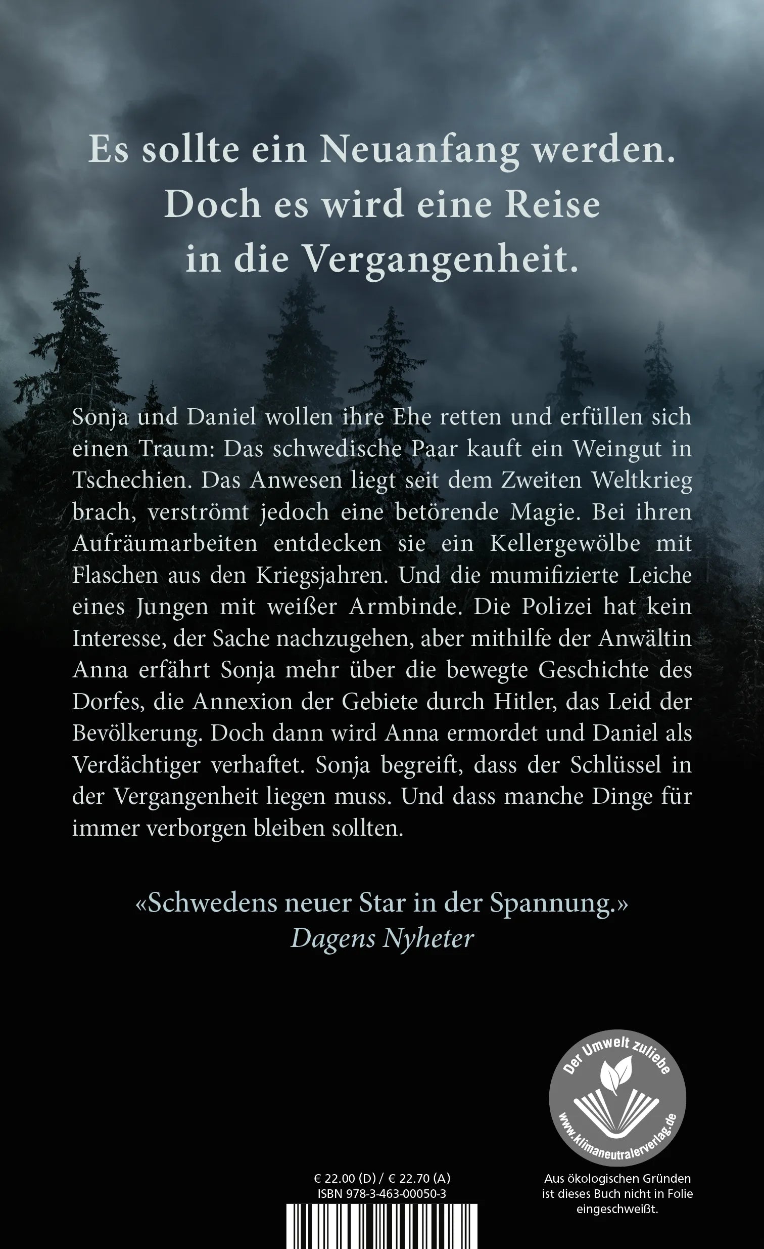 Buchrückseite von 'Blinde Tunnel' mit Klappentext - Gebundene Ausgabe
