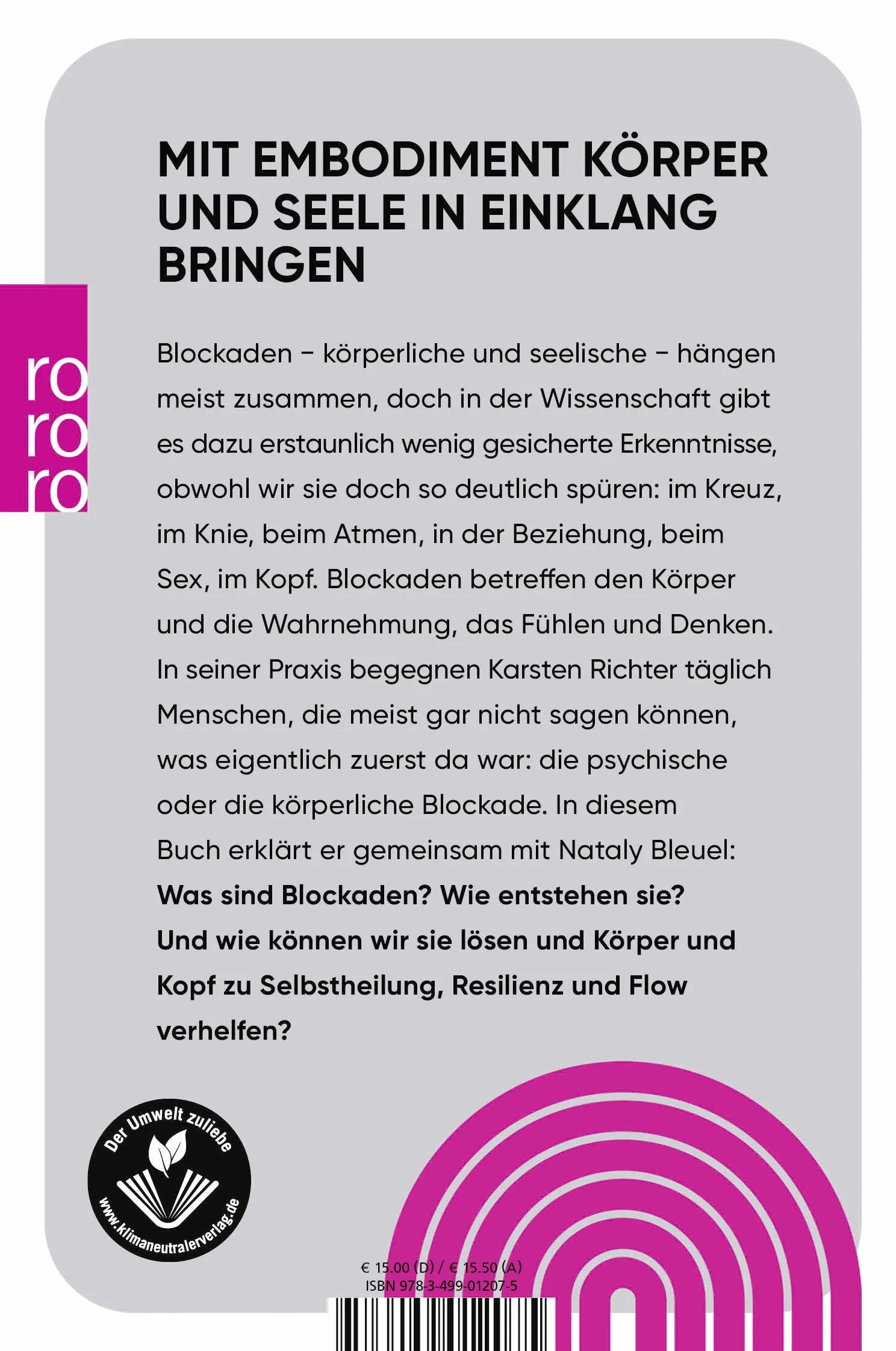Buchrückseite von 'Blockaden lösen' mit Klappentext - Taschenbuch