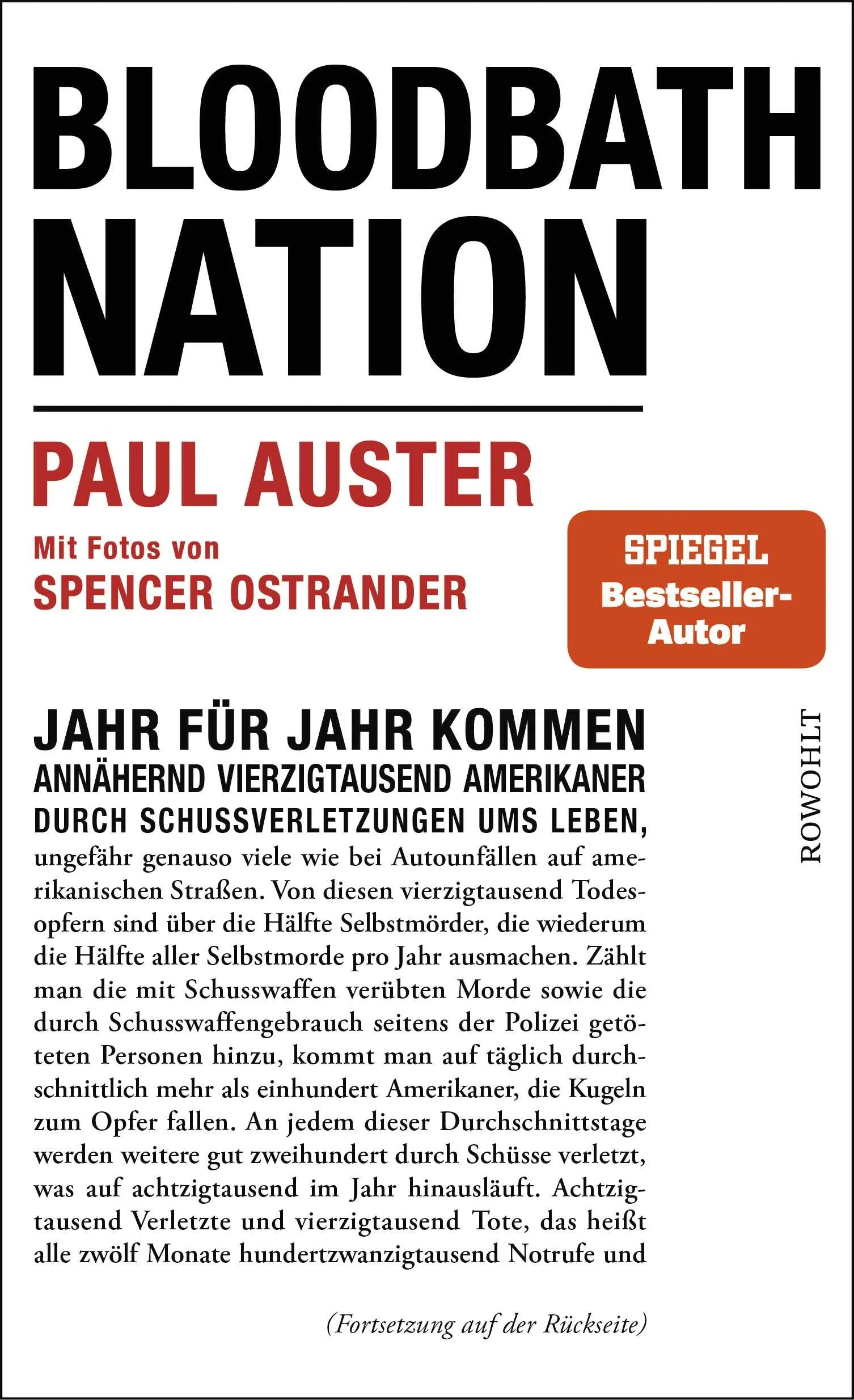 Buchcover von 'Bloodbath Nation' - Gebundene Ausgabe von Paul Auster