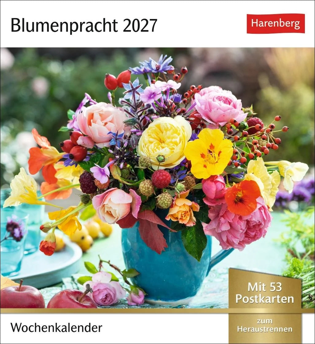 Postkartenkalender: Blumenpracht Postkartenkalender 2027 - Wochenkalender mit 53 Postkarten
